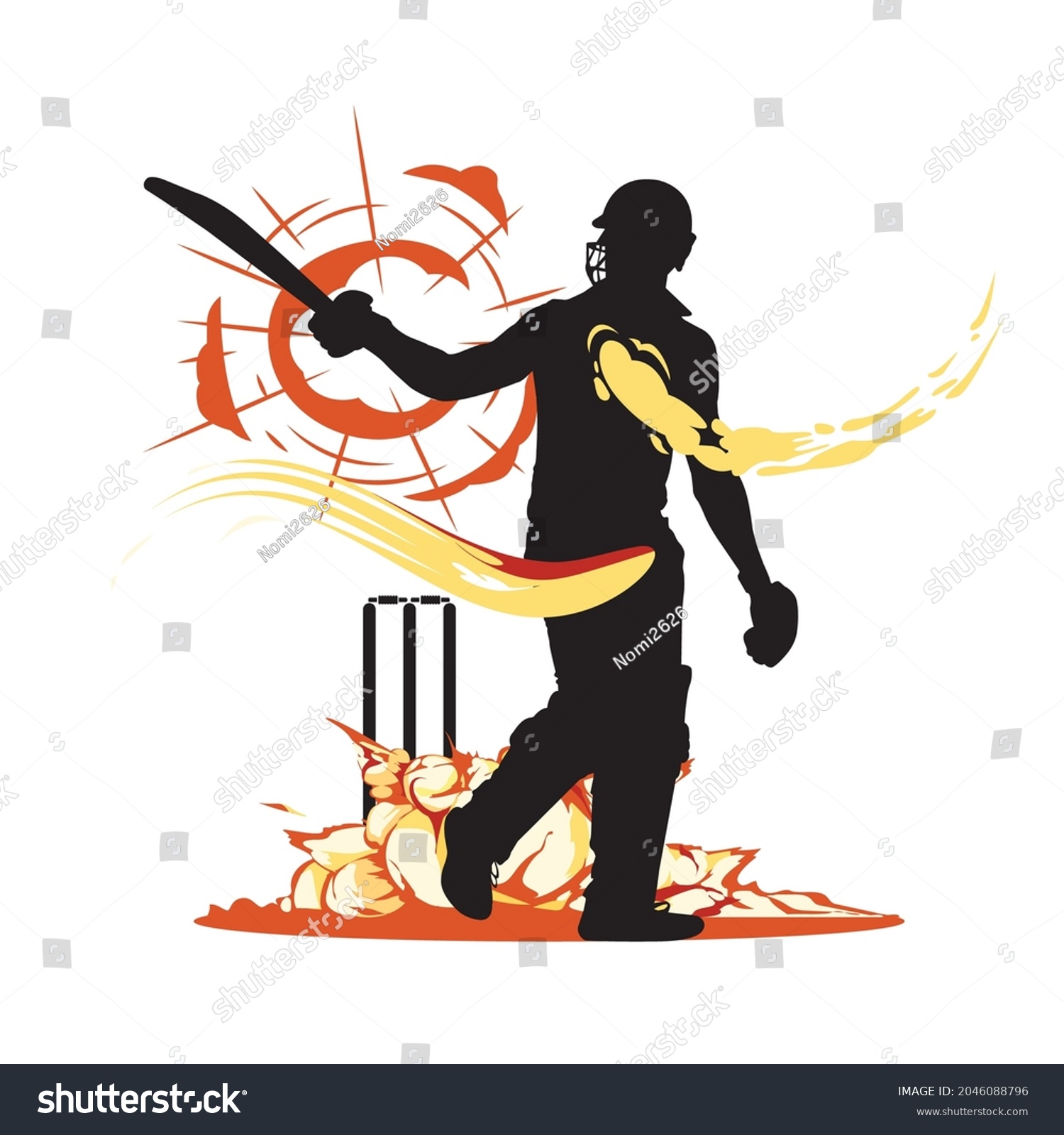 SVG of comic cricketer batsmen vector illustration. svg