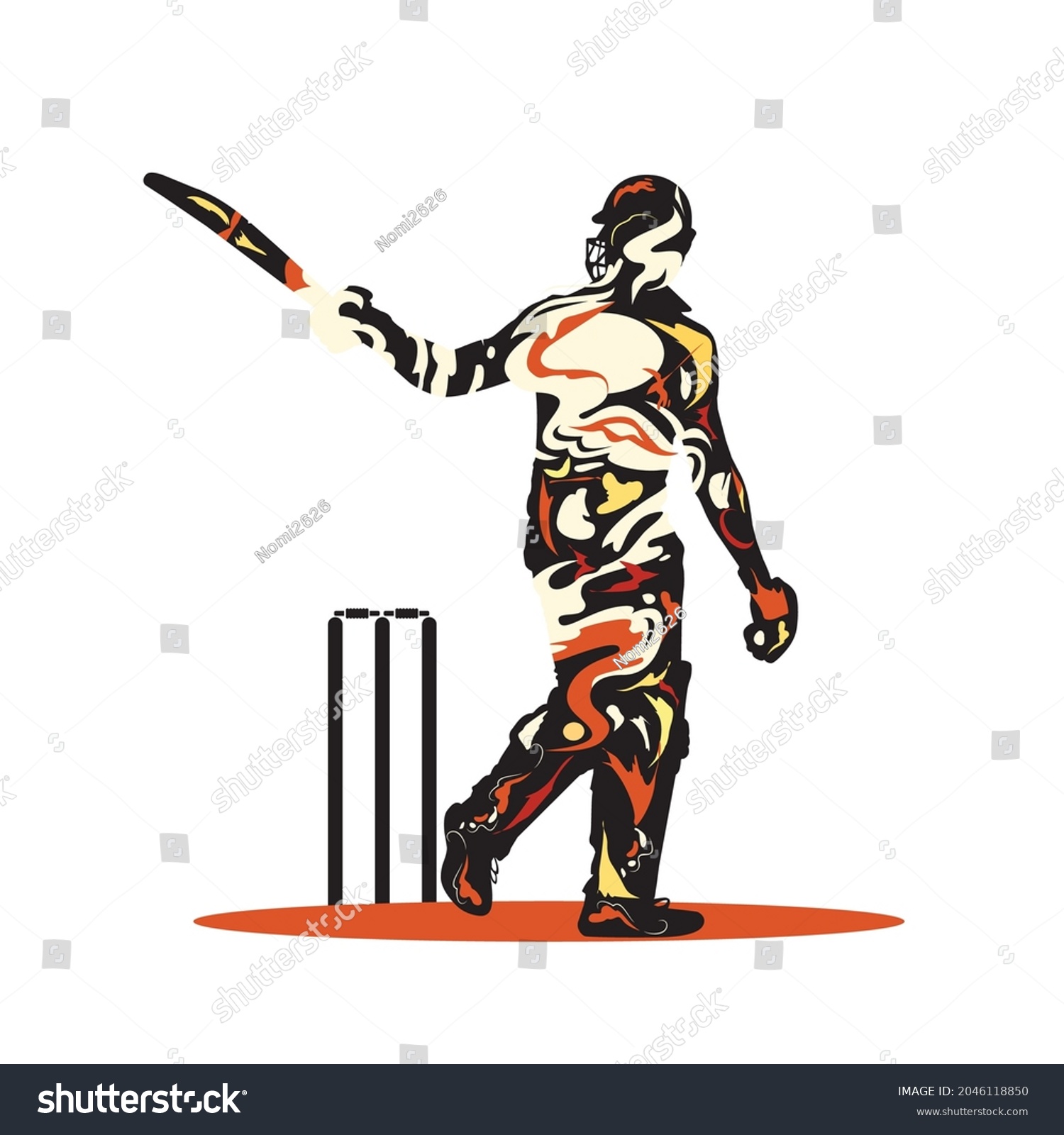 SVG of comic cricketer batsmen vector illustration. svg