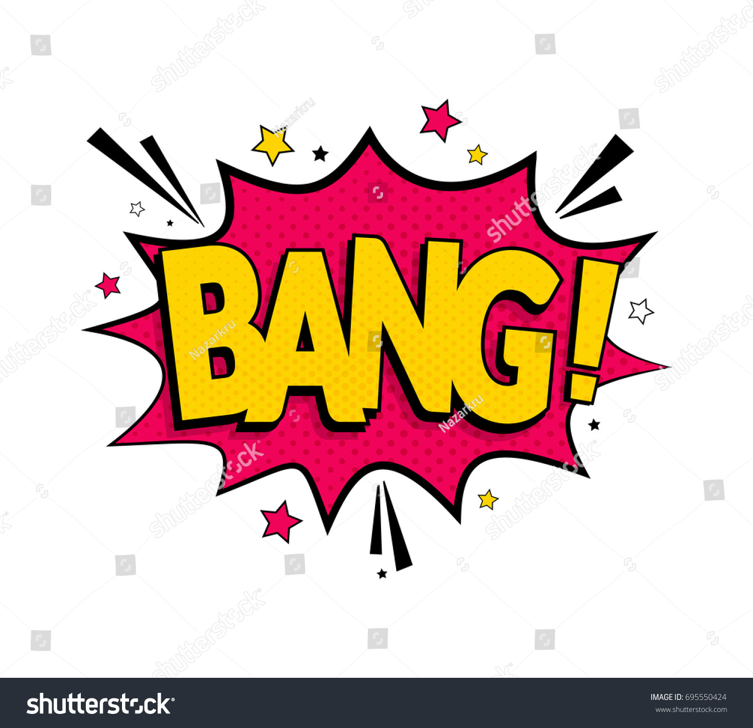 Comic Lettering Bang Vector Bright Cartoon Stock Vector 695550424