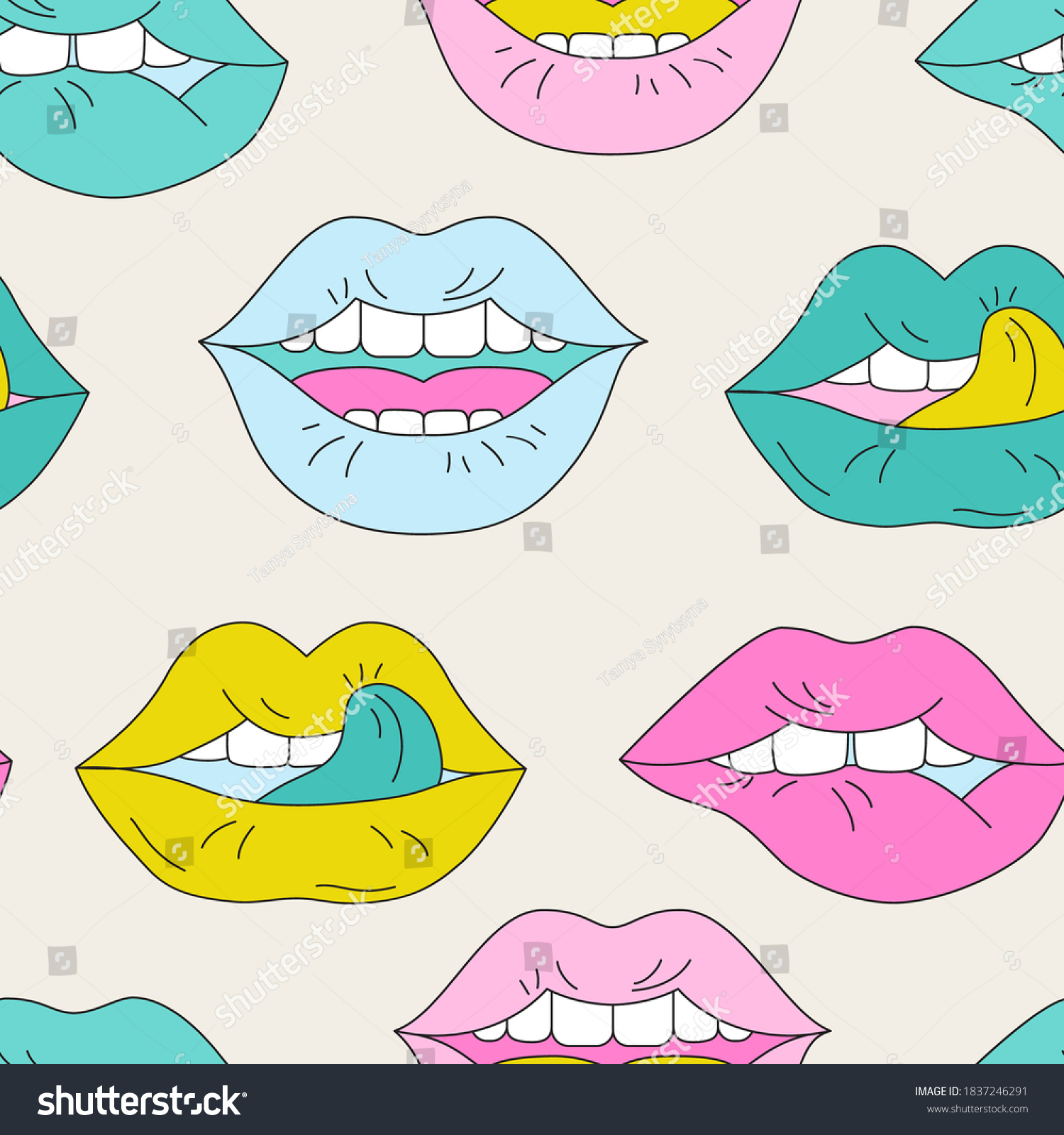 Comic Lips Background Pop Art Psychedelic Stock Vector (Royalty Free ...