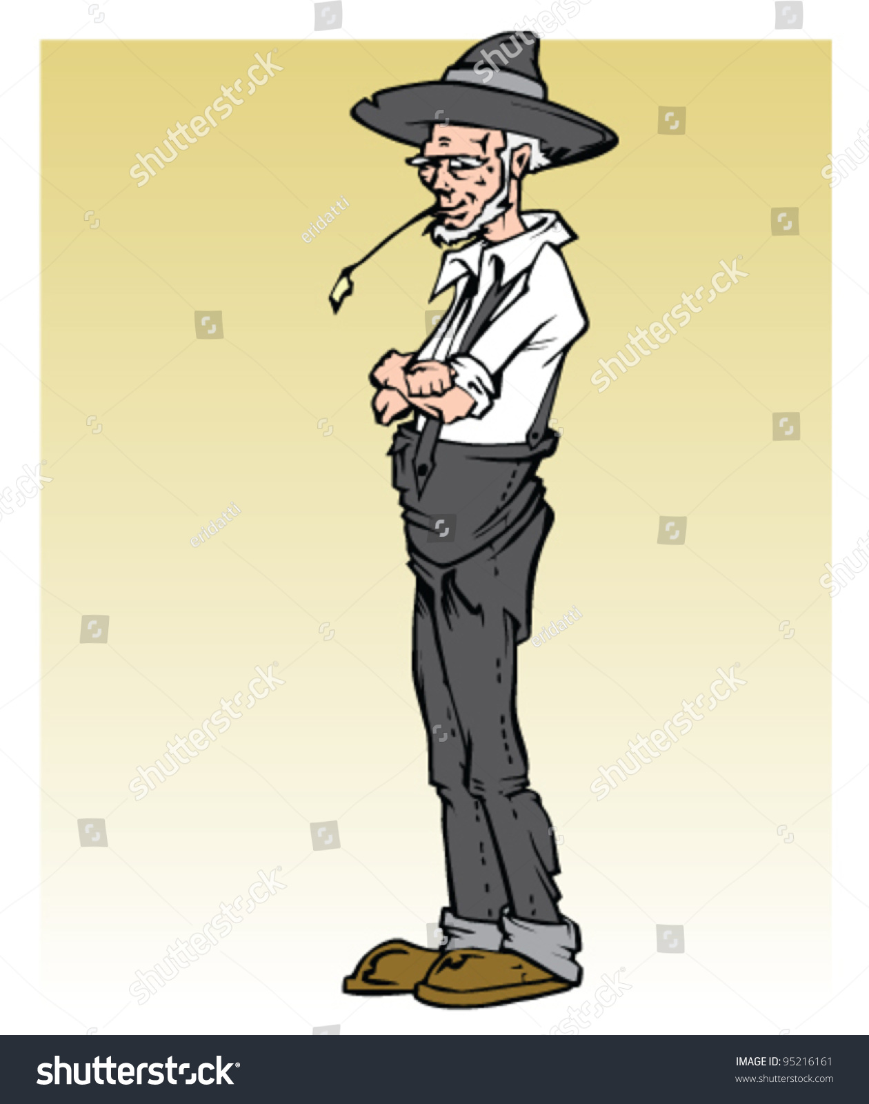 SVG of Comic old farmer with straw in his mouth svg