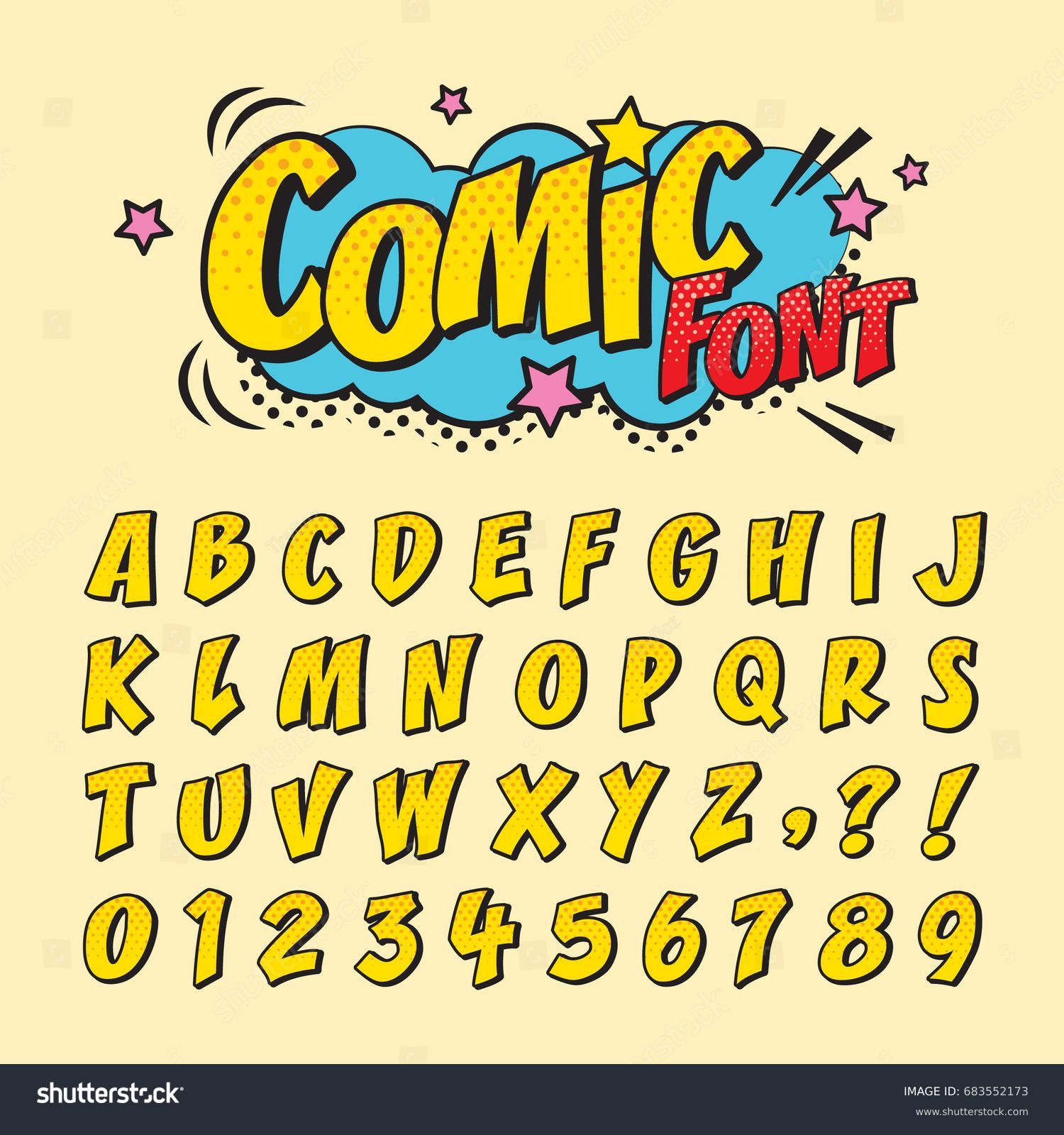 Comic Retro Font Set Alphabet Letters Stock Vector 683552173 Shutterstock 3878