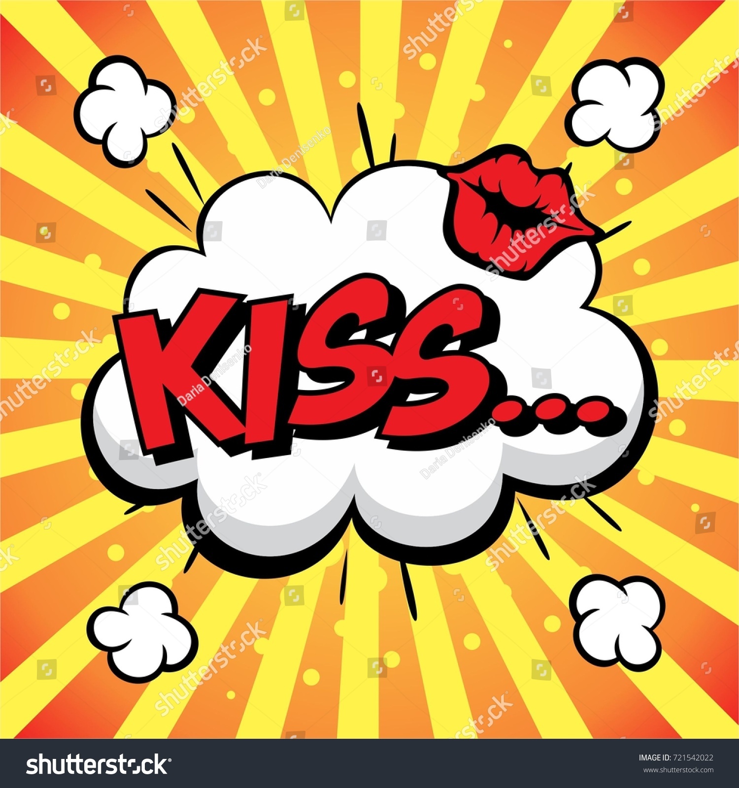 Comic Speech Pop Art Style Kiss Stock Vector Royalty Free 721542022