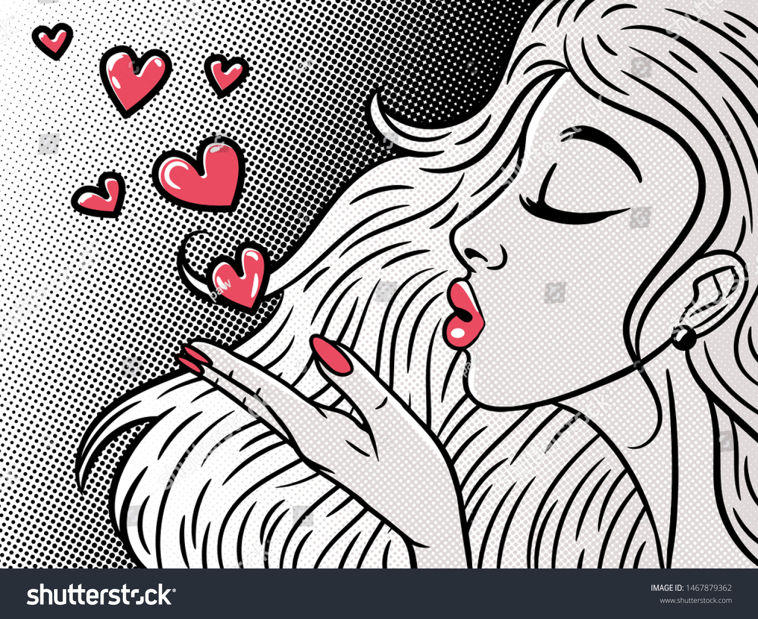 Comic Style Pop Art Girl Profile Stock Vector Royalty Free