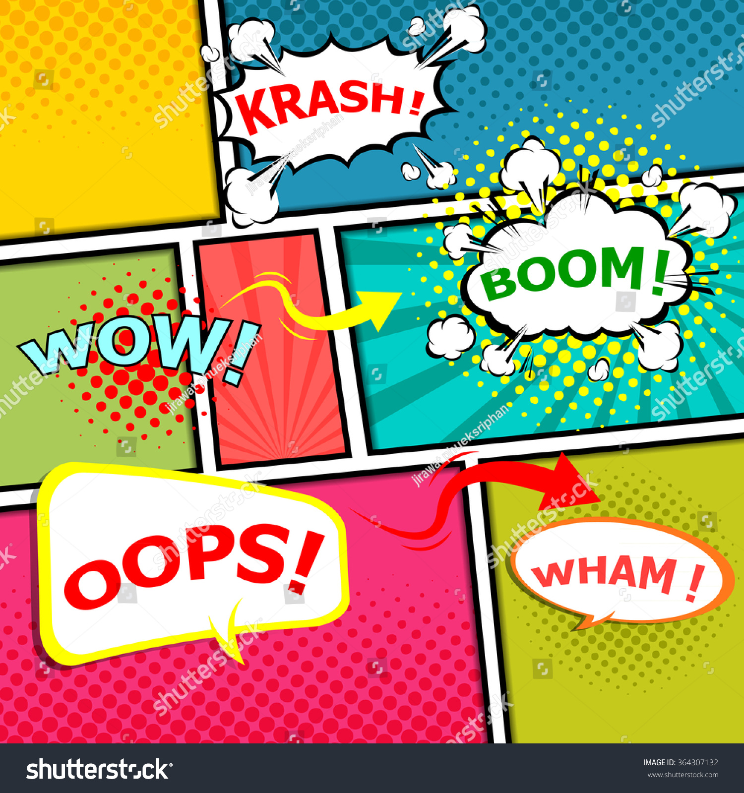Comic Template Vector Pop-Art - 364307132 : Shutterstock