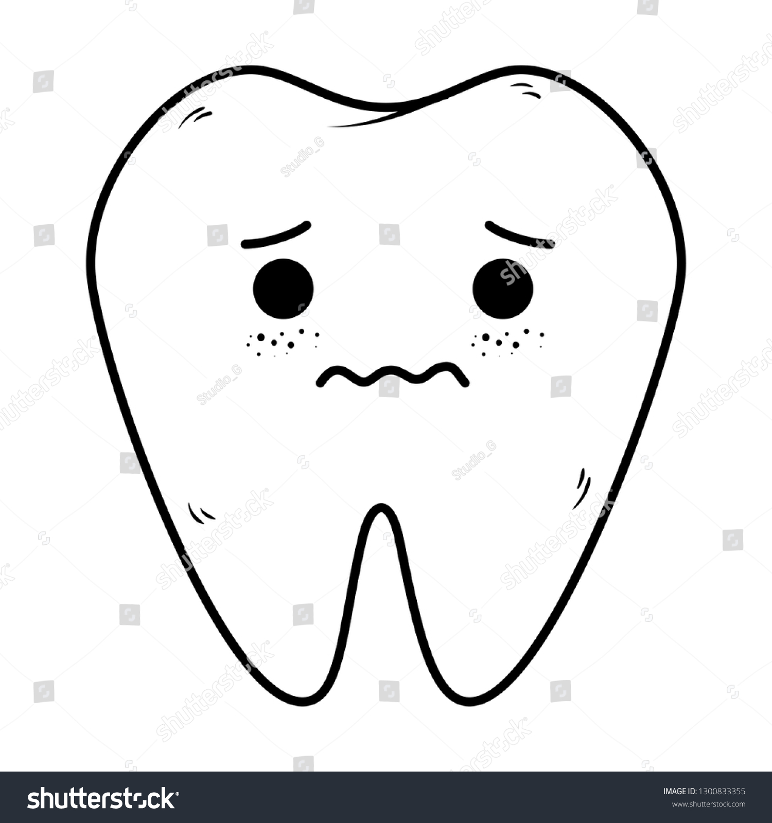 Comic Tooth Sad Kawaii Character Stock Vector (Royalty Free) 1300833355 ...