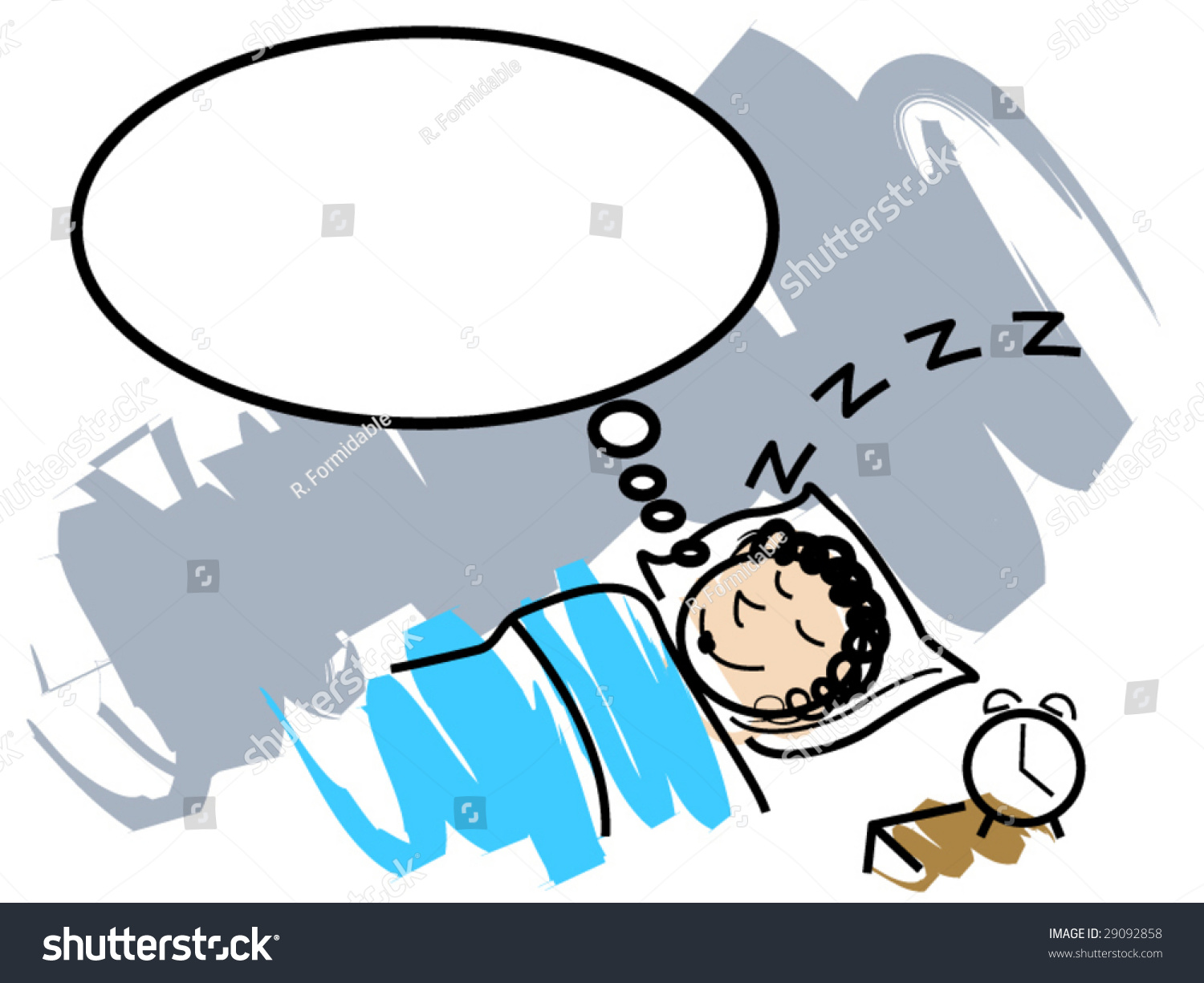 Comical Vector Illustration Of A Woman Having A Pleasant Dream...Image ...