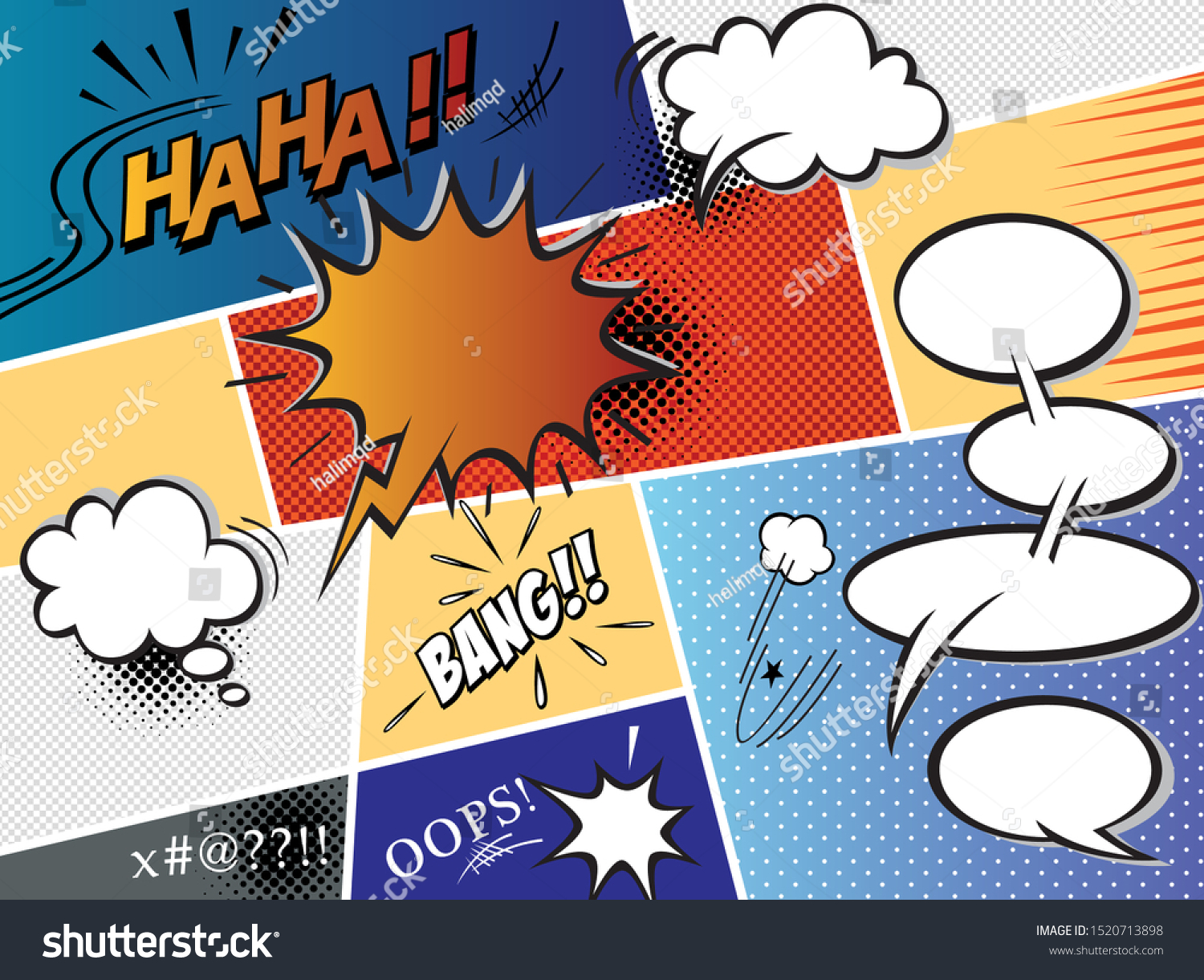 Comics Templatecomic Speech Bubbles Comic Strip Stock Vector Royalty Free 1520713898