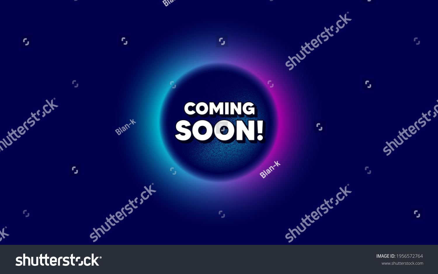SVG of Coming soon. Abstract neon background with dotwork shape. Promotion banner sign. New product release symbol. Offer neon banner. Coming soon badge. Space background with abstract planet. Vector svg