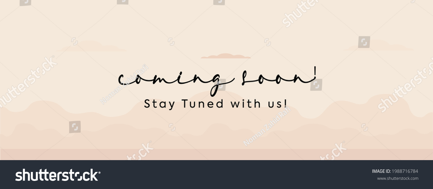 SVG of coming soon announcement banner or facebook cover. coming soon hand written text with light pink decent background. stay tuned with us. we are arriving soon announcement concept, social media banner.  svg