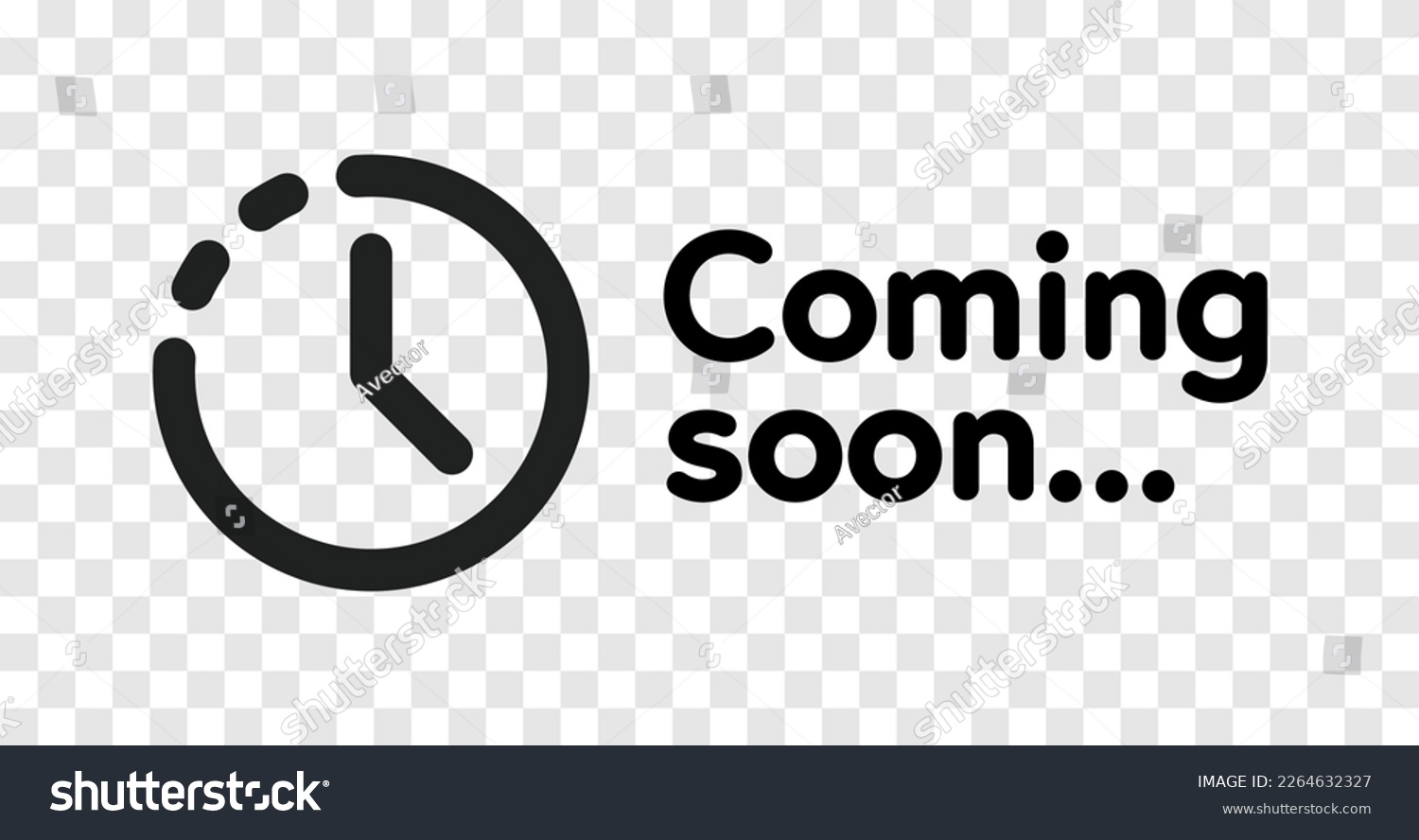 SVG of Coming soon clock icon, new open vector isolated sign. Coming soon promotion countdown clock icon svg