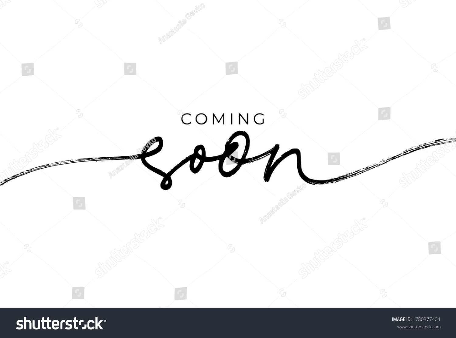 SVG of Coming soon ink brush vector lettering. Promotion or announcement banner. Modern vector calligraphy. Black paint lettering isolated on white background. Design text element, web banner, print. svg
