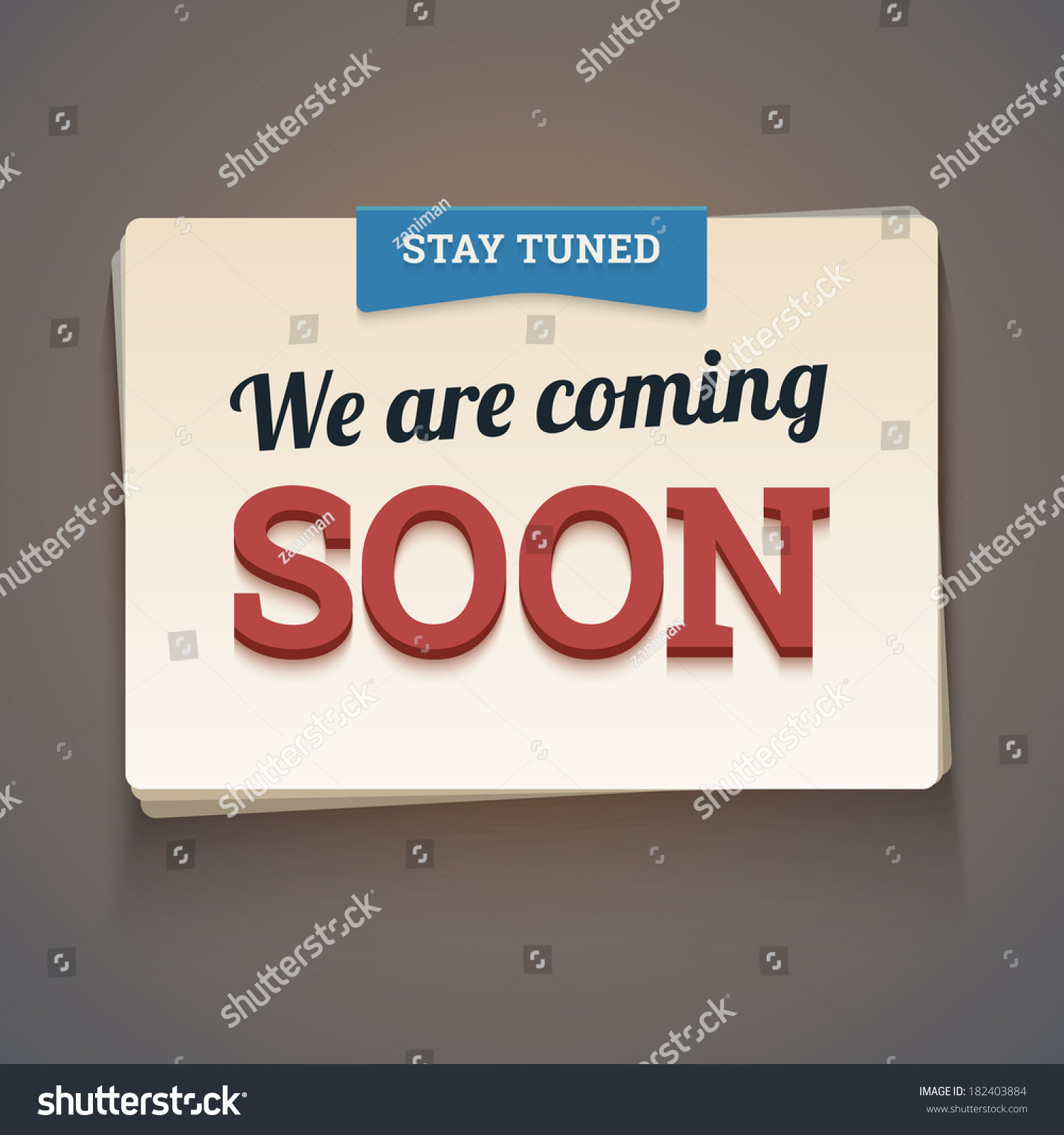 Coming Soon Message Stay Tuned Label Stock Vector Royalty Free 182403884
