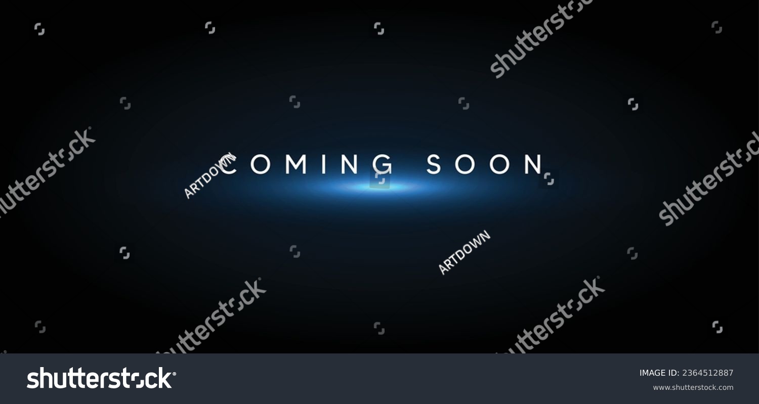 SVG of coming soon on dark background with glowing lights vector svg