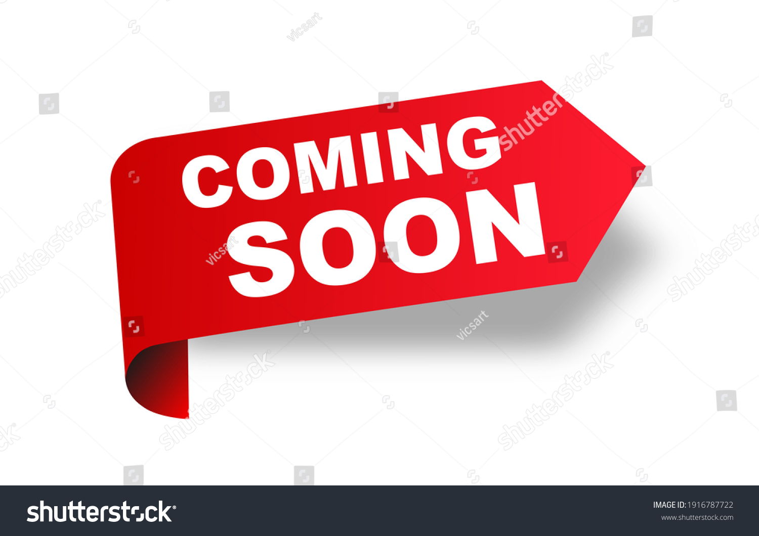 SVG of Coming soon red ribbon label banner. Open available now sign or coming soon tag. Vector illustration. svg
