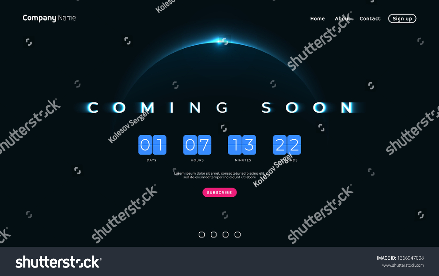 SVG of Coming Soon text on abstract Sunrise Dark Background with Flip countdown clock counter timer. Design Concept for sale, web, promotion announce, template design, under constuction page. svg