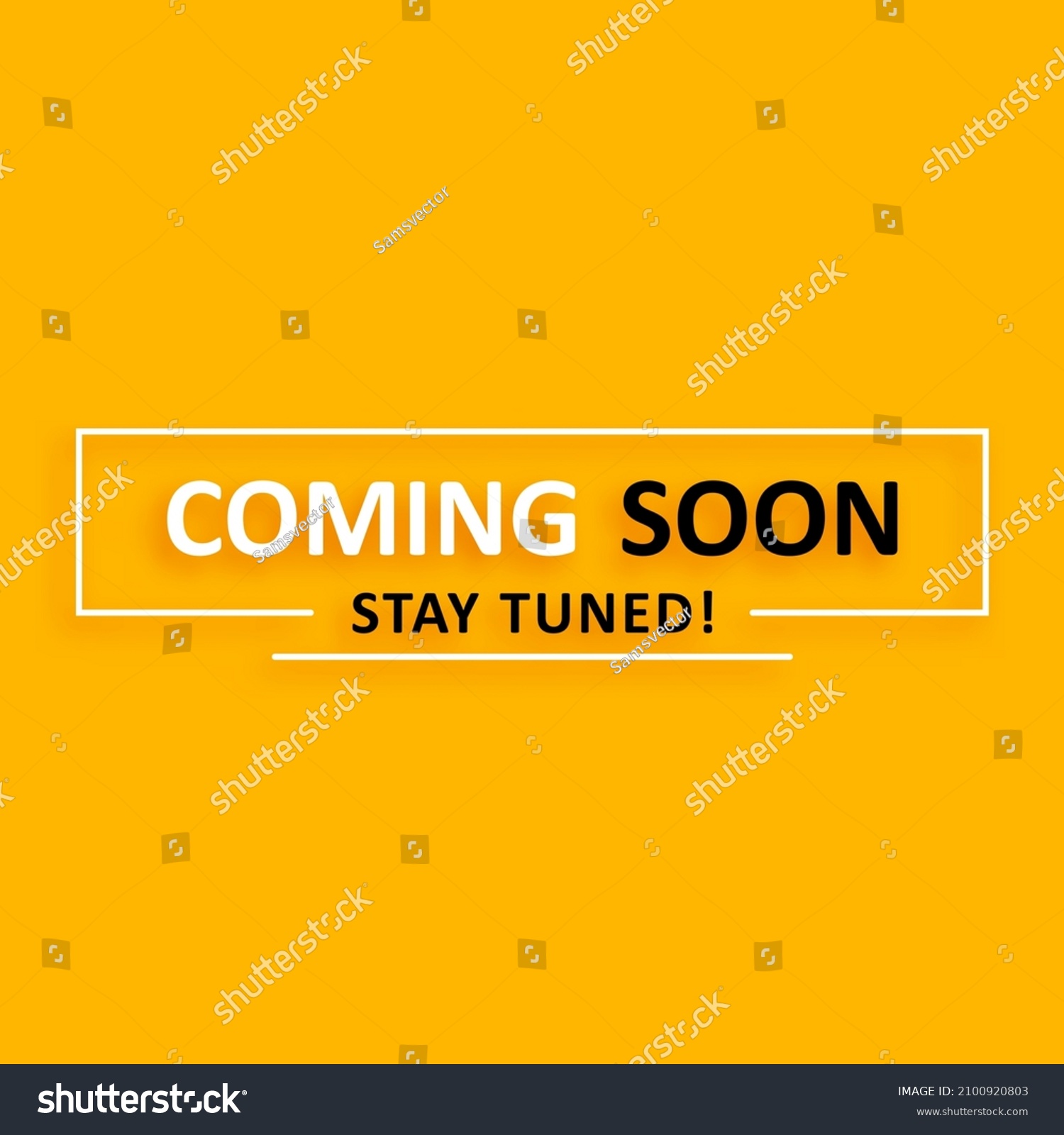 SVG of Coming soon. Vector illustration on a yellow background with minimalistic shapes svg