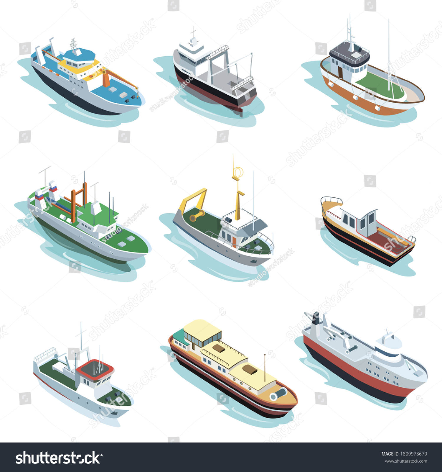 Commercial Ship Set Isolated Isometric Sea Stock Vector Royalty Free Commercial Ship Set Isolated Isometric Sea Stock Vector Royalty Free