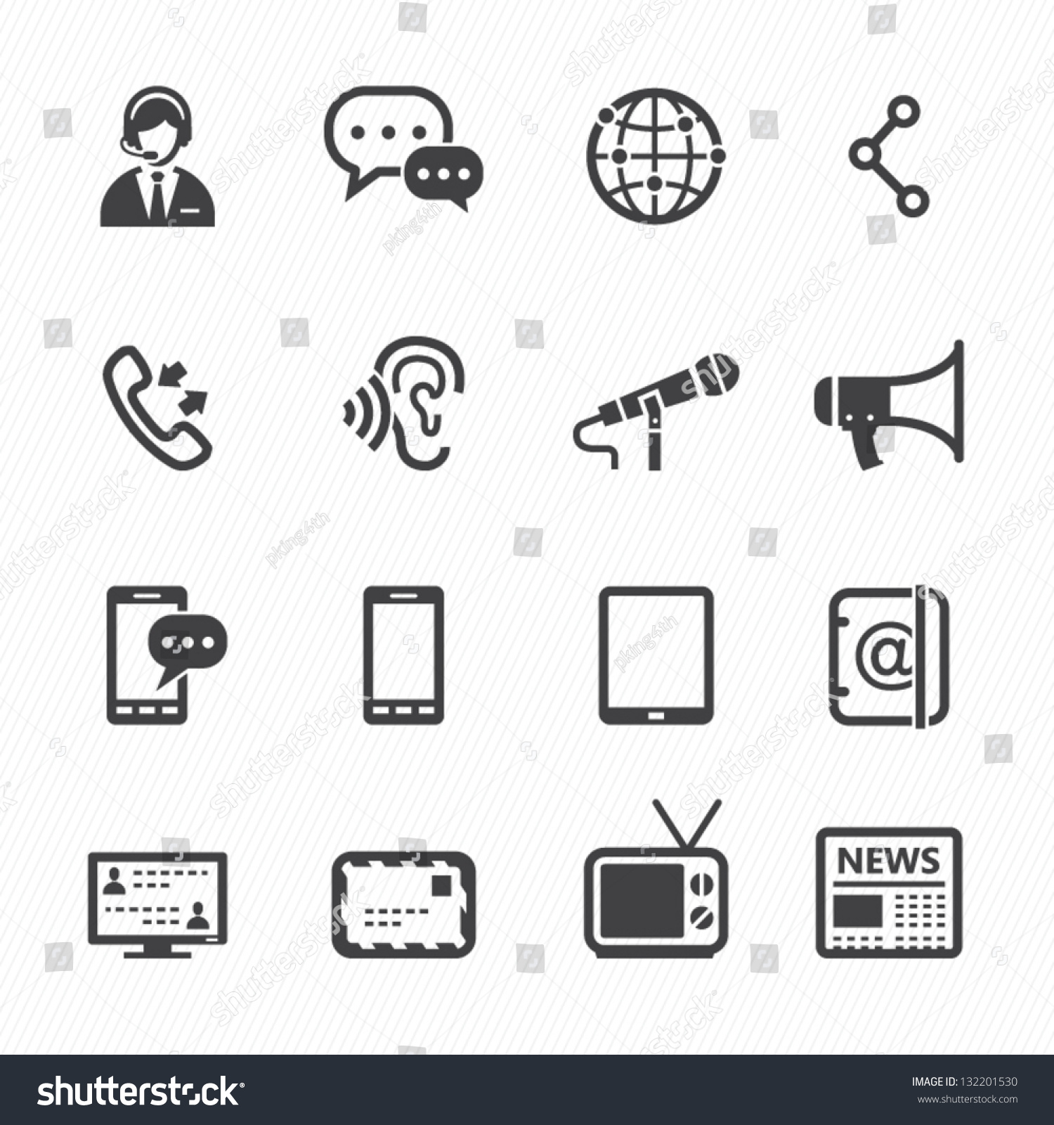 Communication Icons White Background Stock Vector Royalty Free