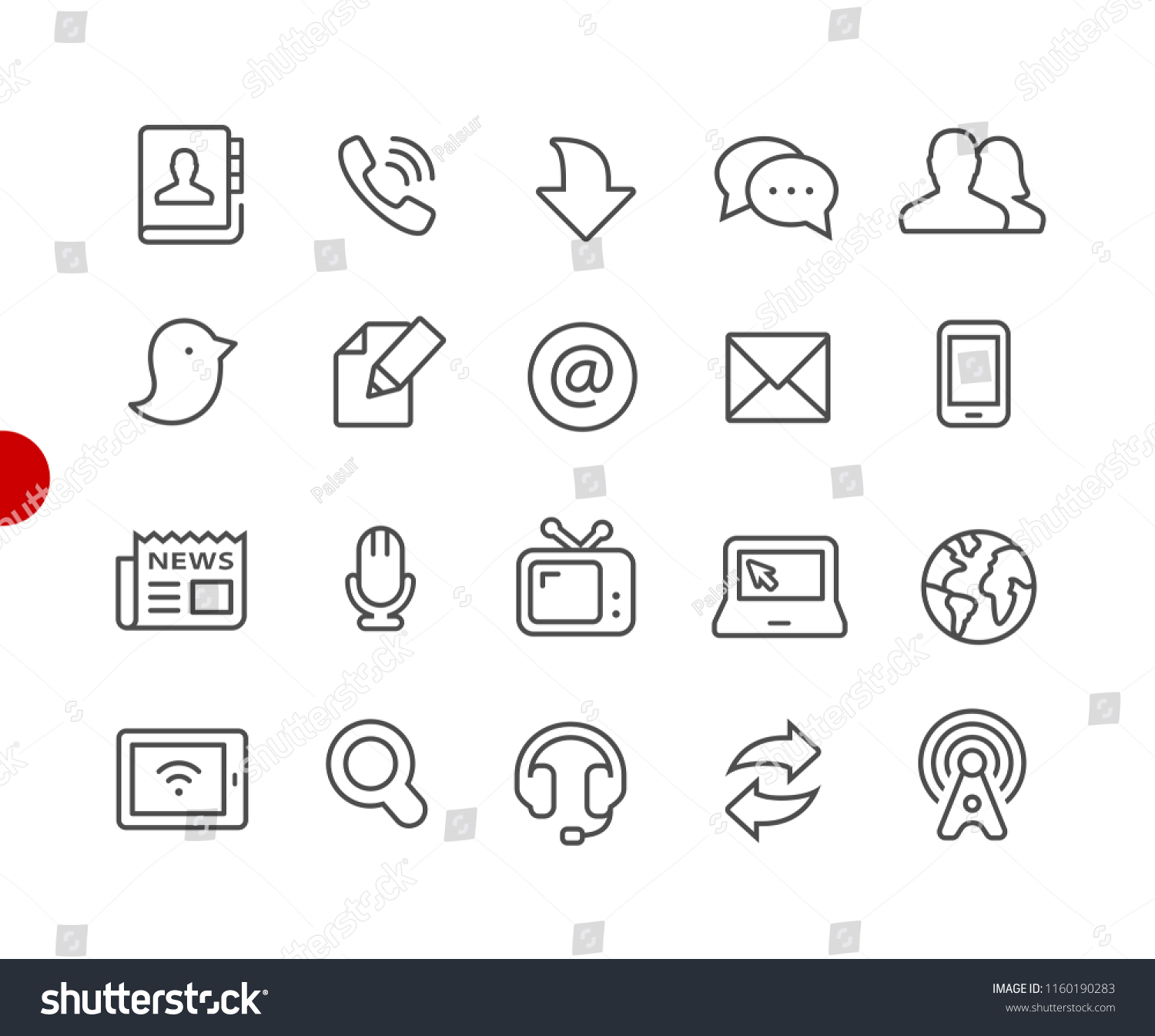 Communications Icons Red Point Series Vector Stock Vector (Royalty Free ...