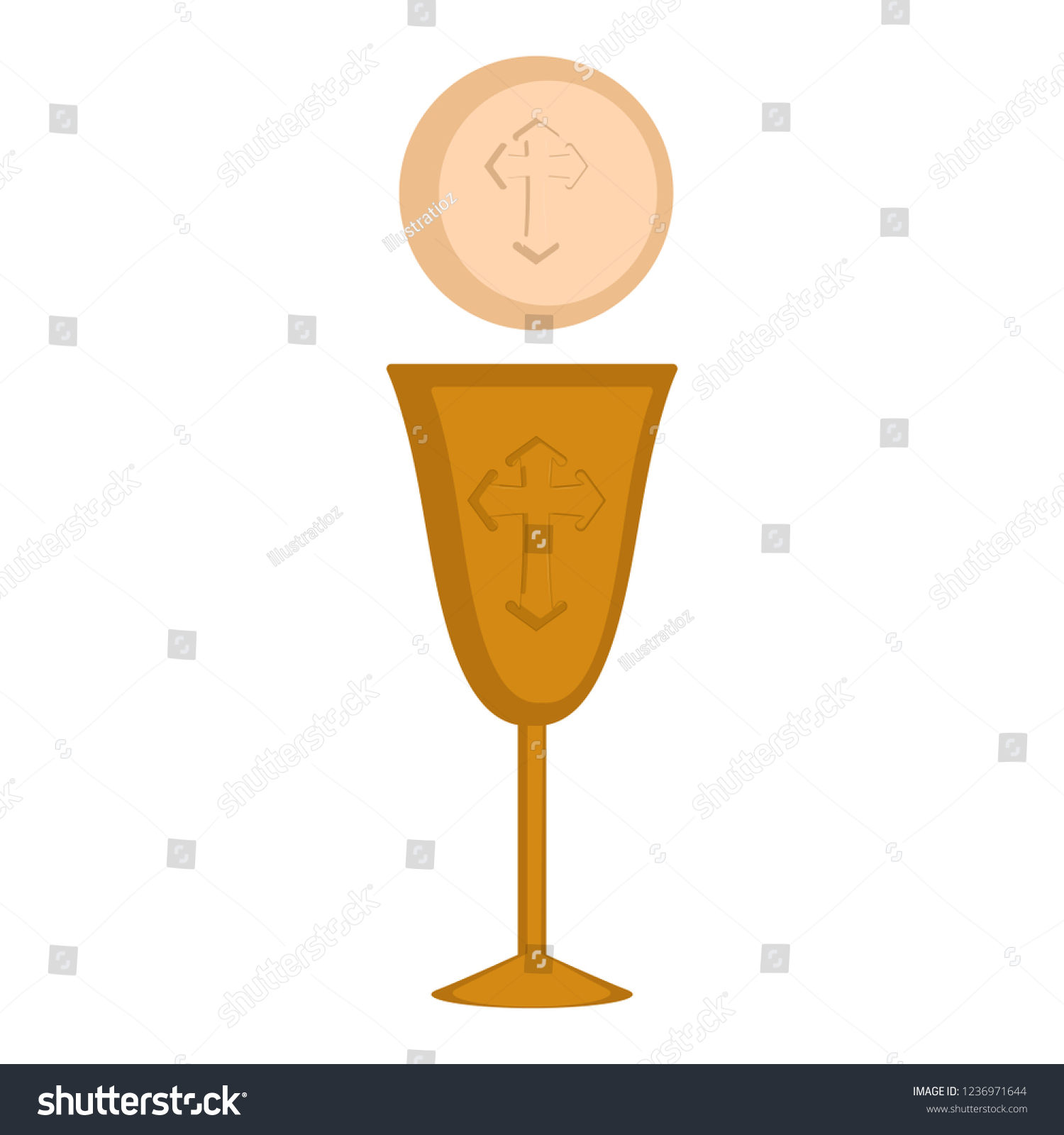 communion chalice and host, gold, religious symbol clip art preview