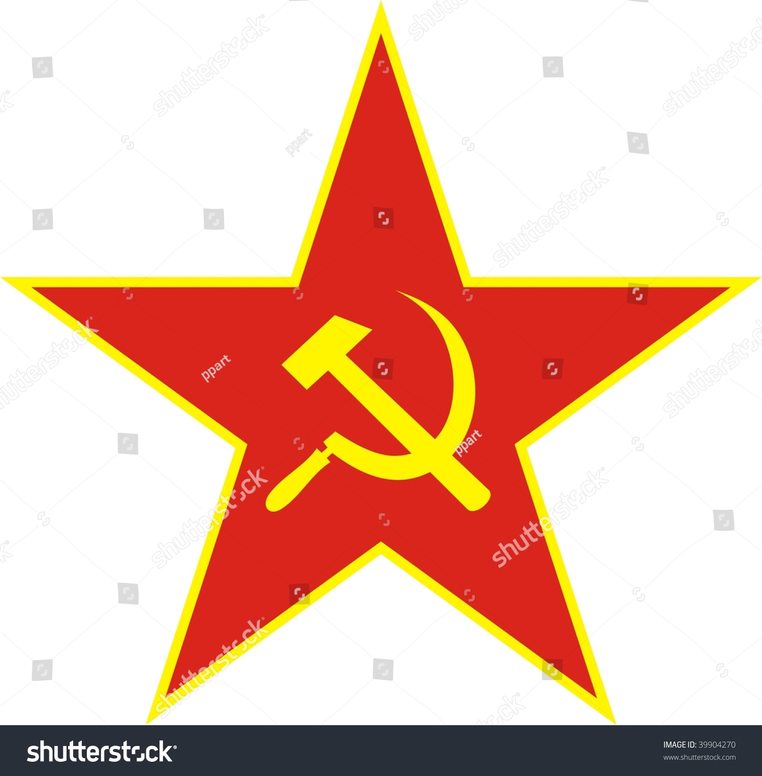 Communist Red Star With Hammer And Sickle On White Background. Vector ...