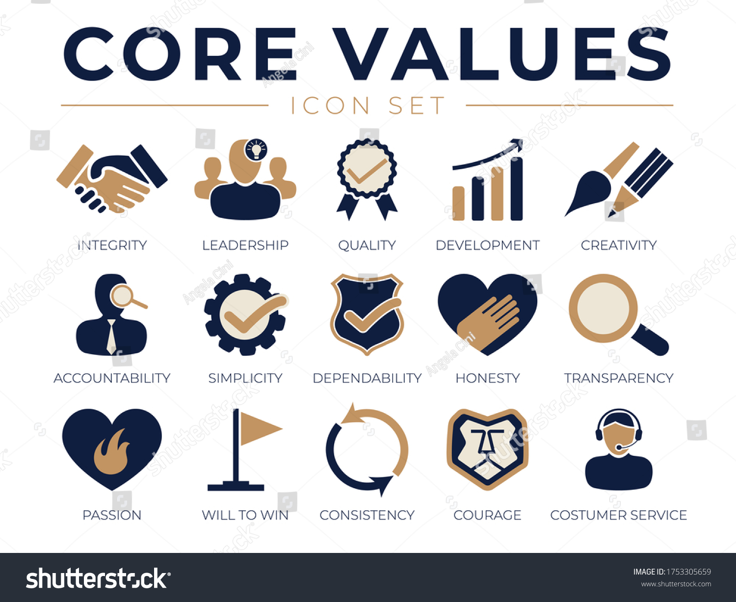 Company Core Values Icon Set Integrity: stockvector (rechtenvrij ...