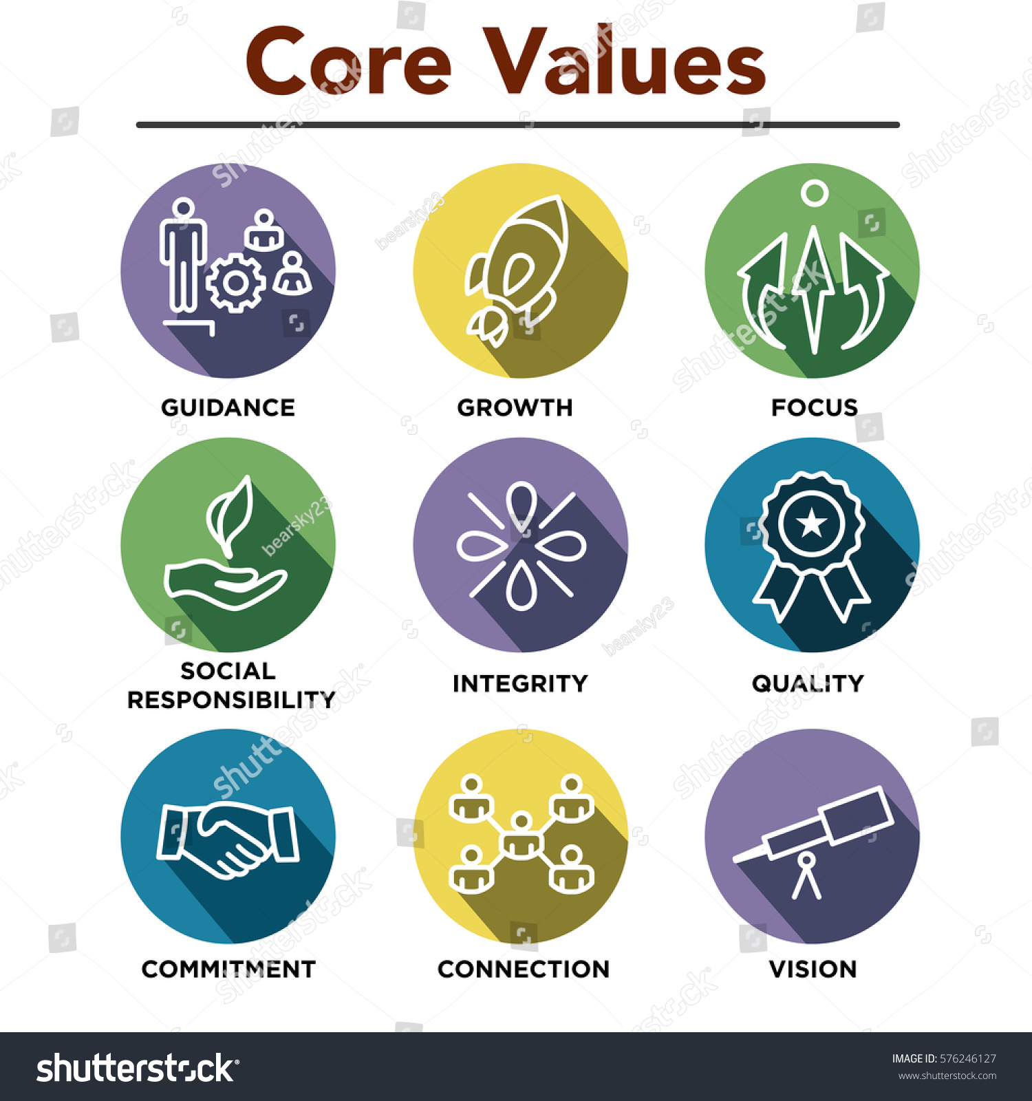 Company Core Values Outline Icons Websites Stock Vector 576246127 