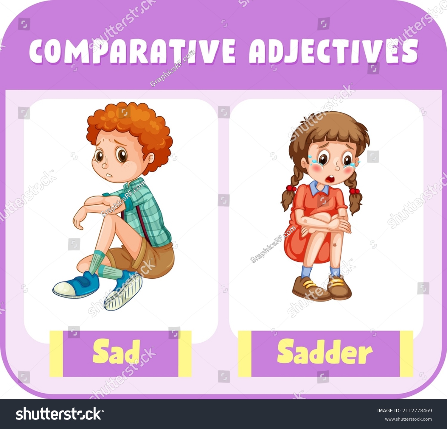 Comparative Adjectives Word Sad Illustration Stock Vector (Royalty Free ...