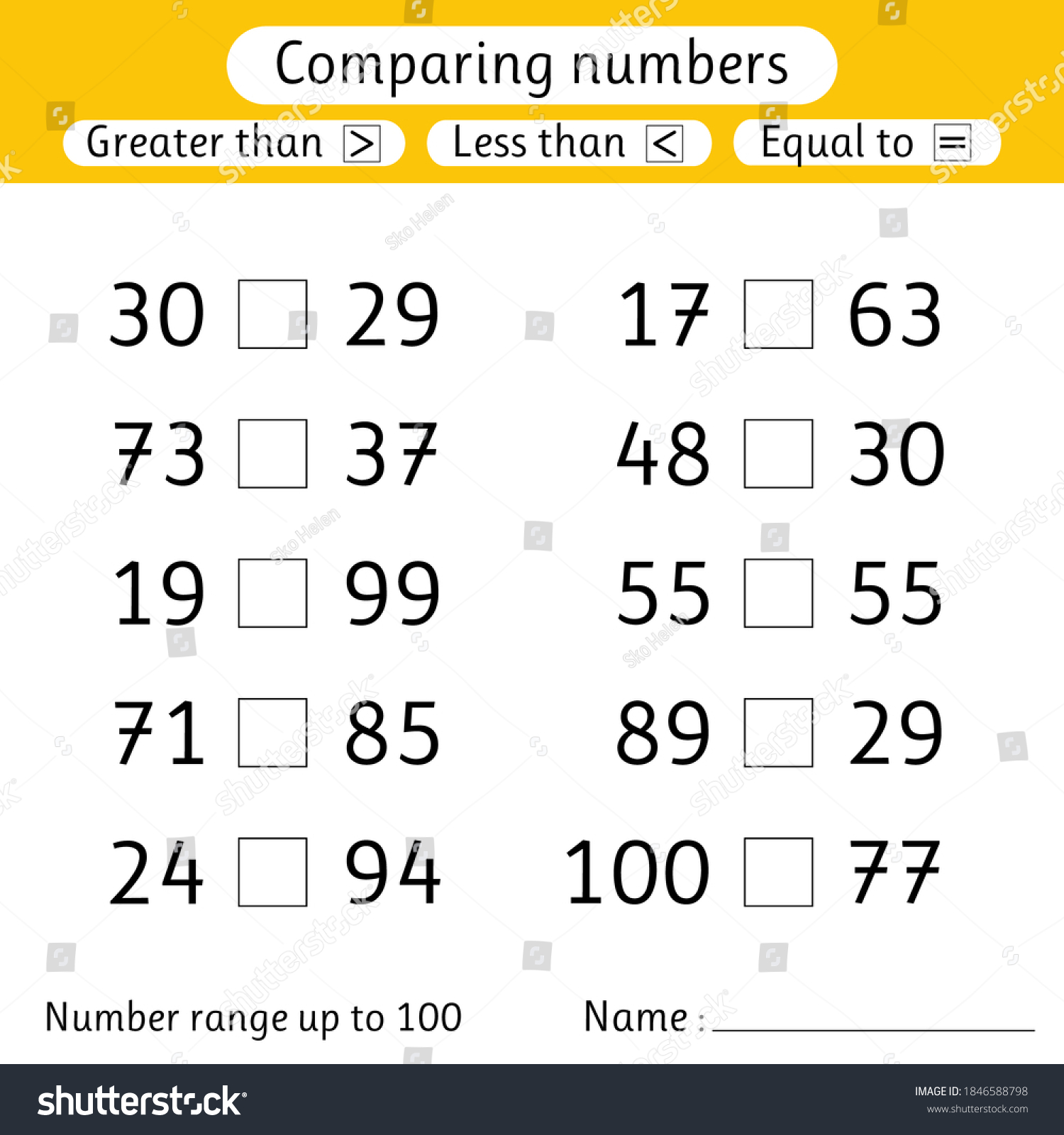 comparing numbers less than greater than stock vector royalty free 1846588798 shutterstock