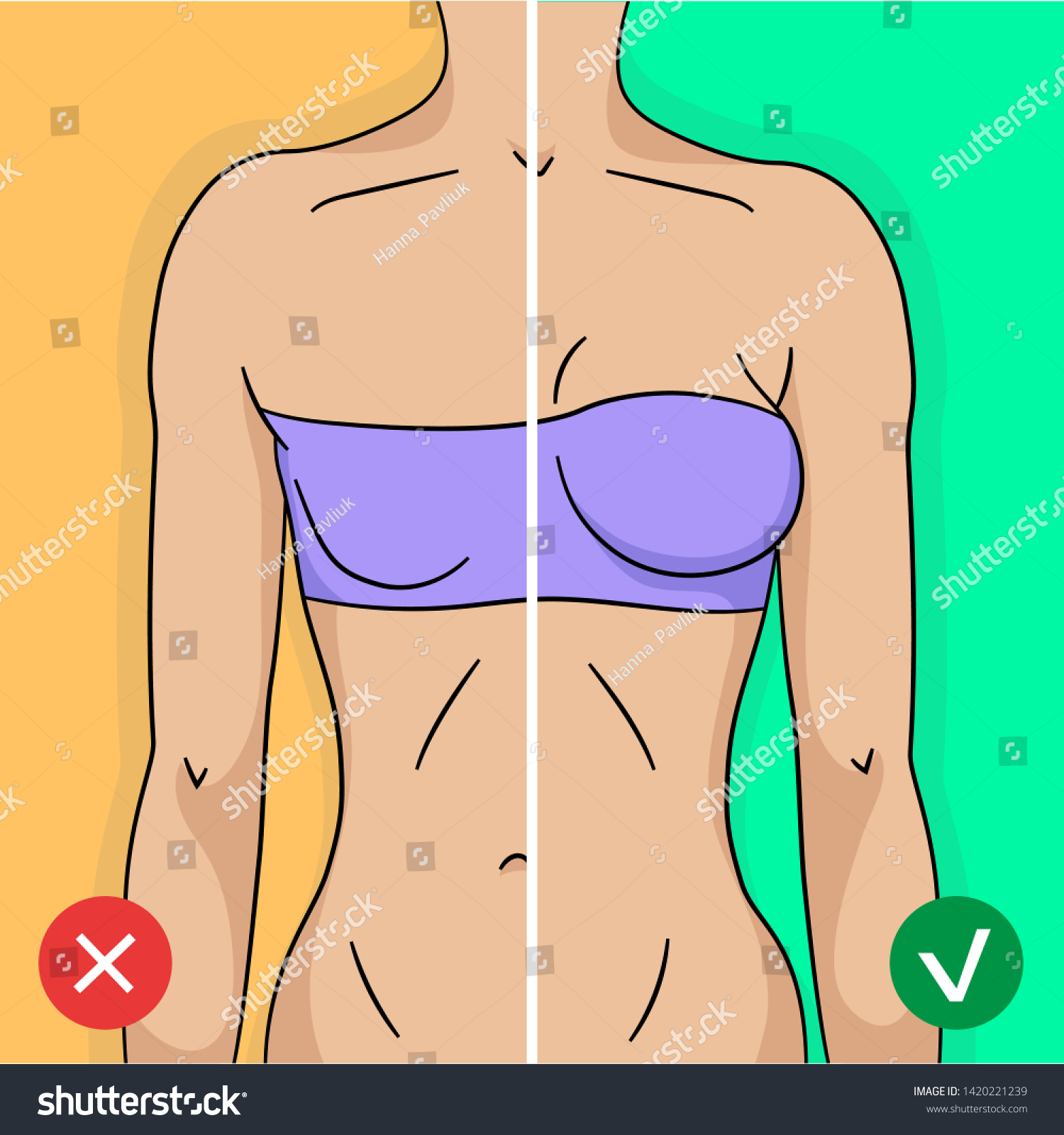 Comparison Woman Breast Before After Training Stock Vector Royalty Free 1420221239 