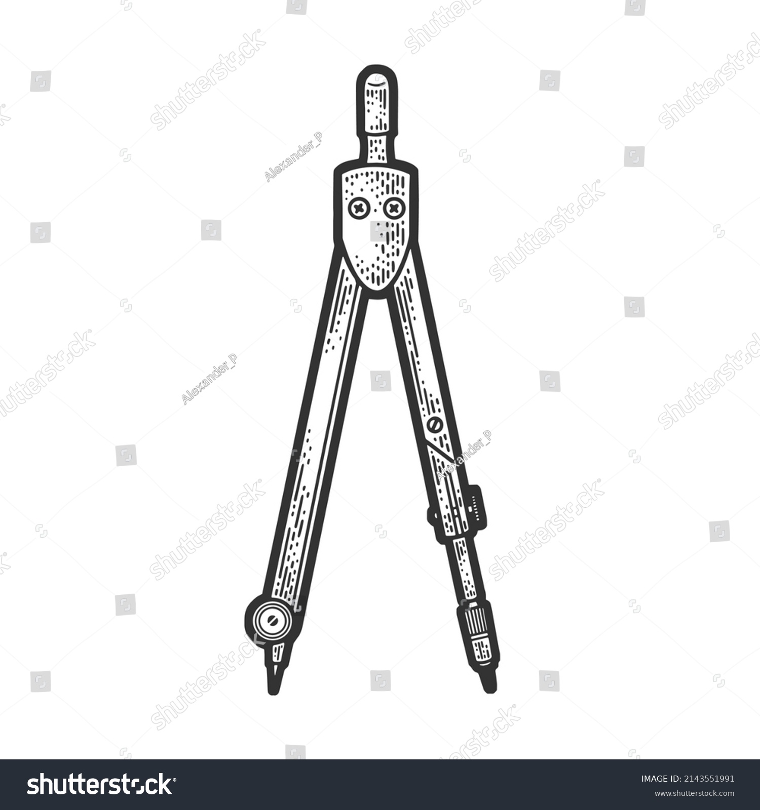 Compass Drawing Tool Sketch Engraving Vector Stock Vector (Royalty Free ...