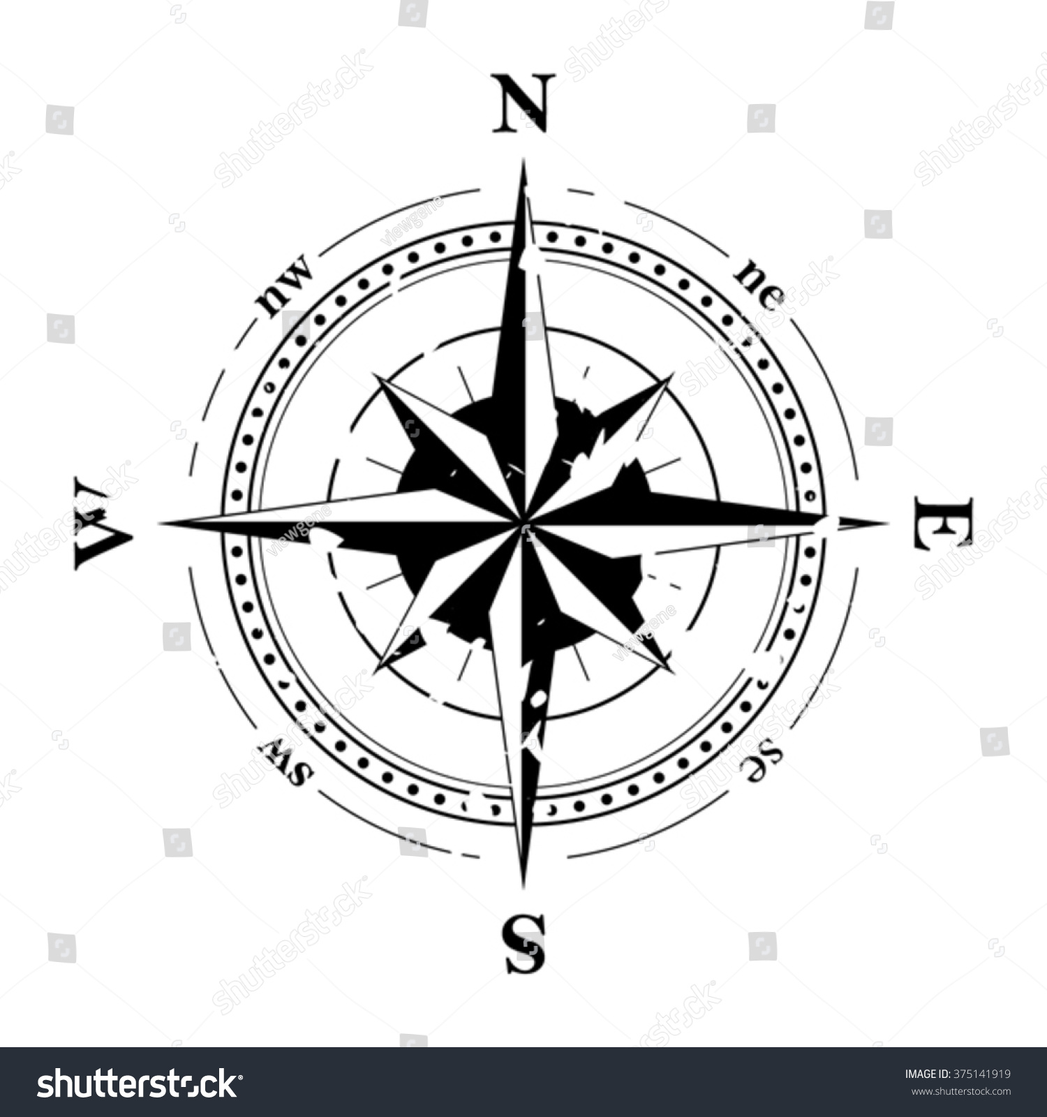 Compass Navigation Dial Highly Detailed Grunge Stock Vector (Royalty ...