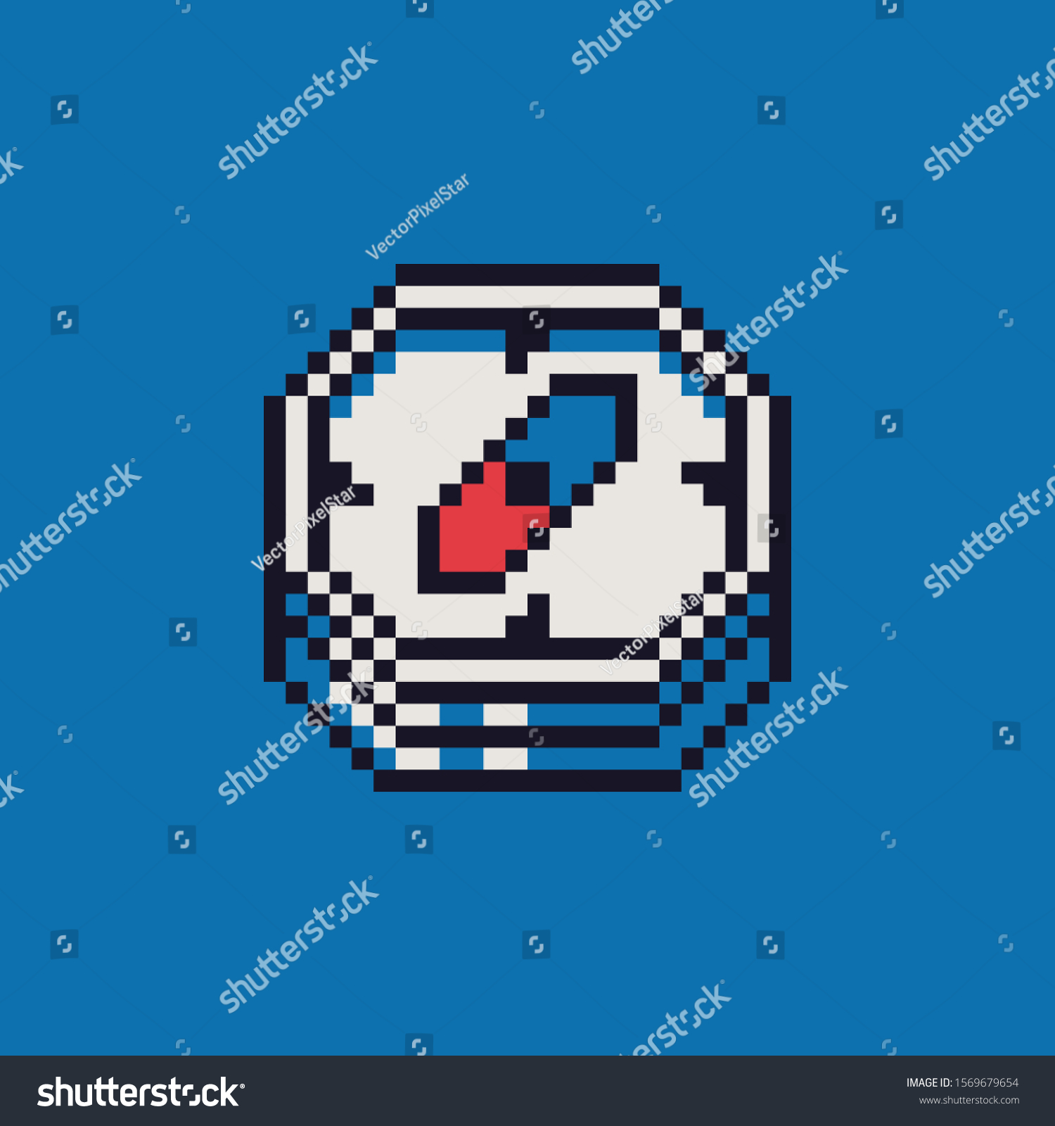 Compass Pixel Art Flat Style Icon Stock Vector Royalty Free