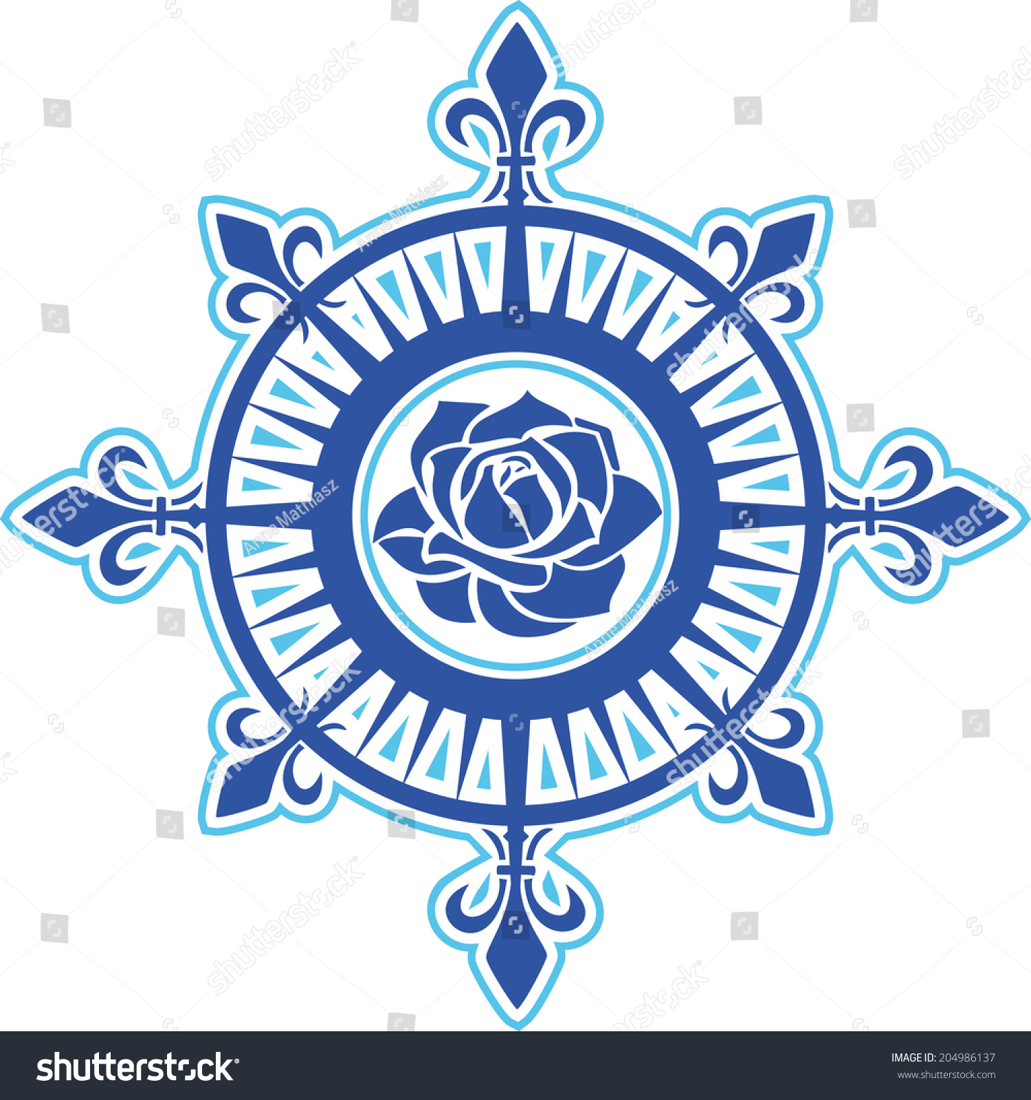 Compass Rose Fleur De Lis Navigation Stock Vector Royalty