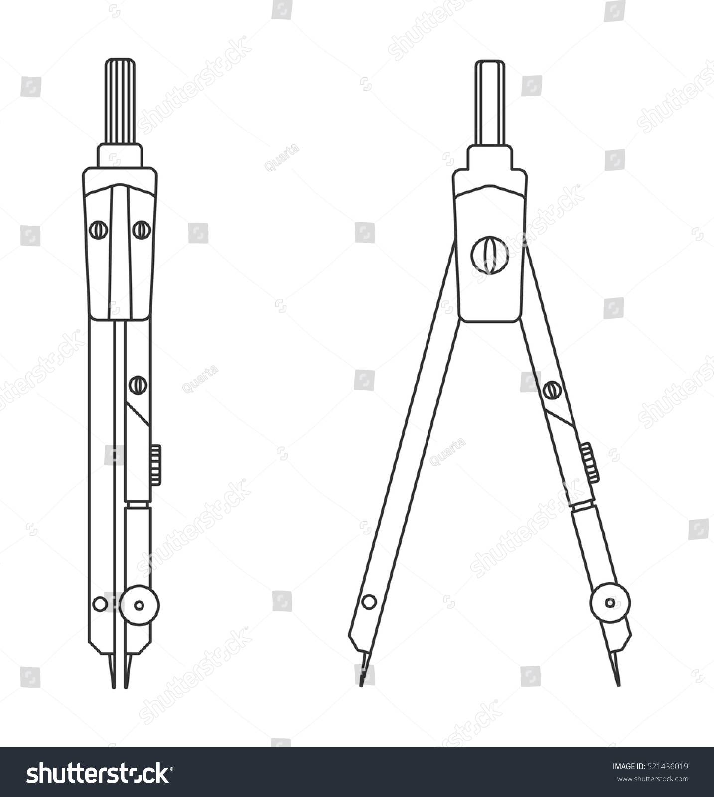 Compasses Tool Drawing Flat Vector Cartoon vetor stock (livre de