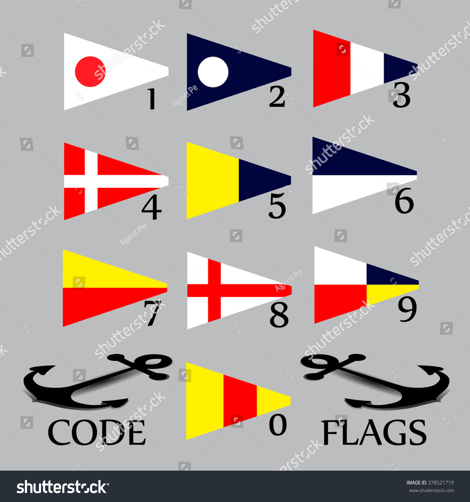 Complete Set Nautical Flags Numbers Stock Vector (Royalty Free