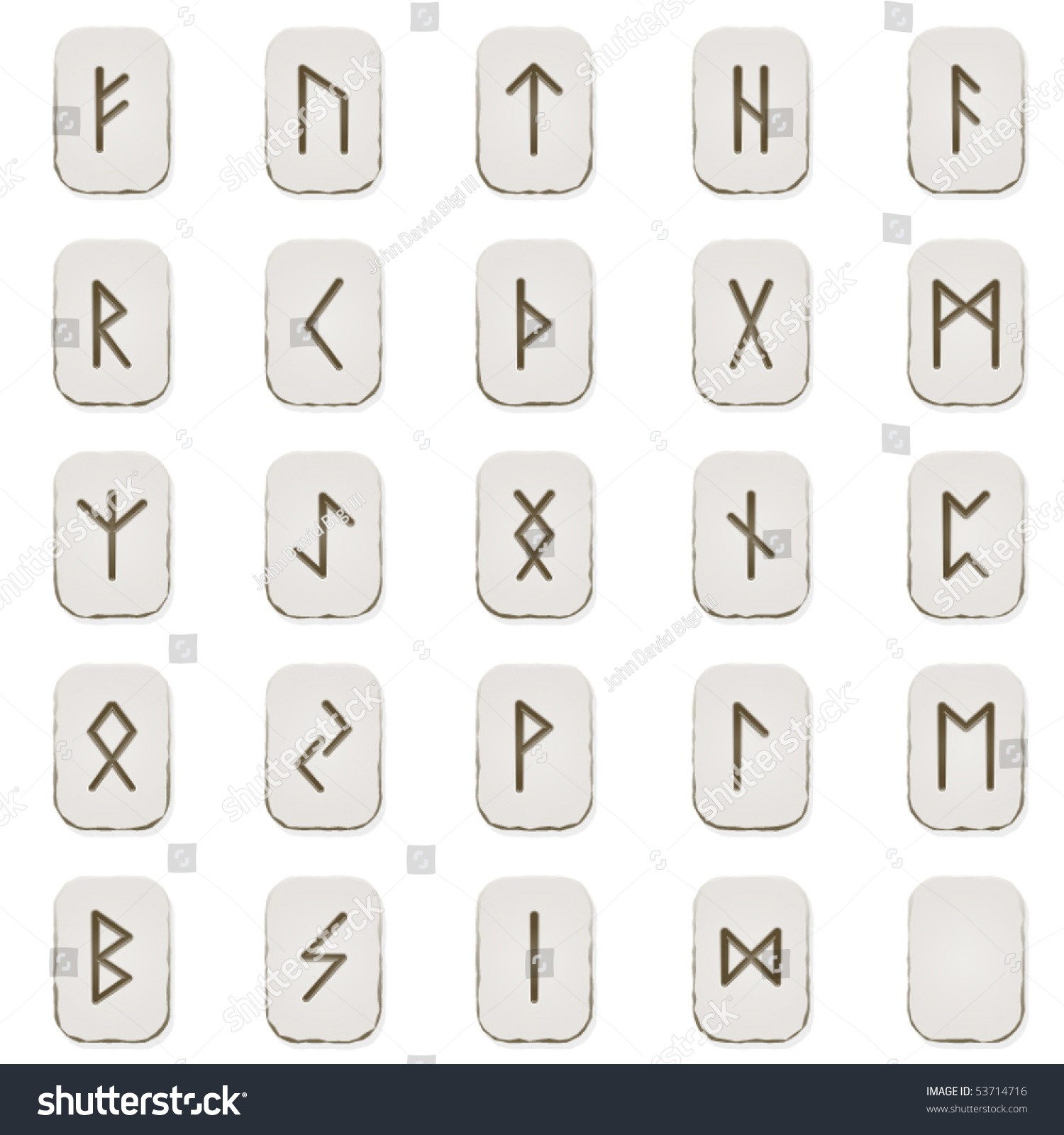 Complete Set Of Runes Engraved On Stone Tablets Stock Vector ...