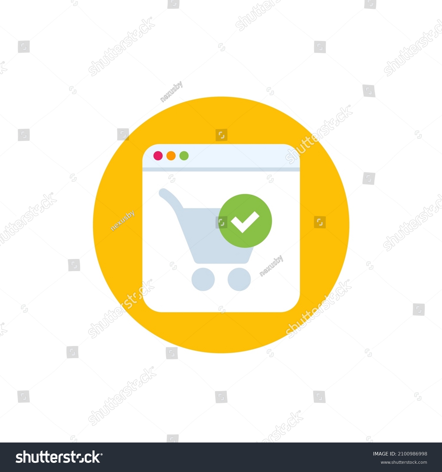 SVG of completed order icon with shopping cart, vector svg
