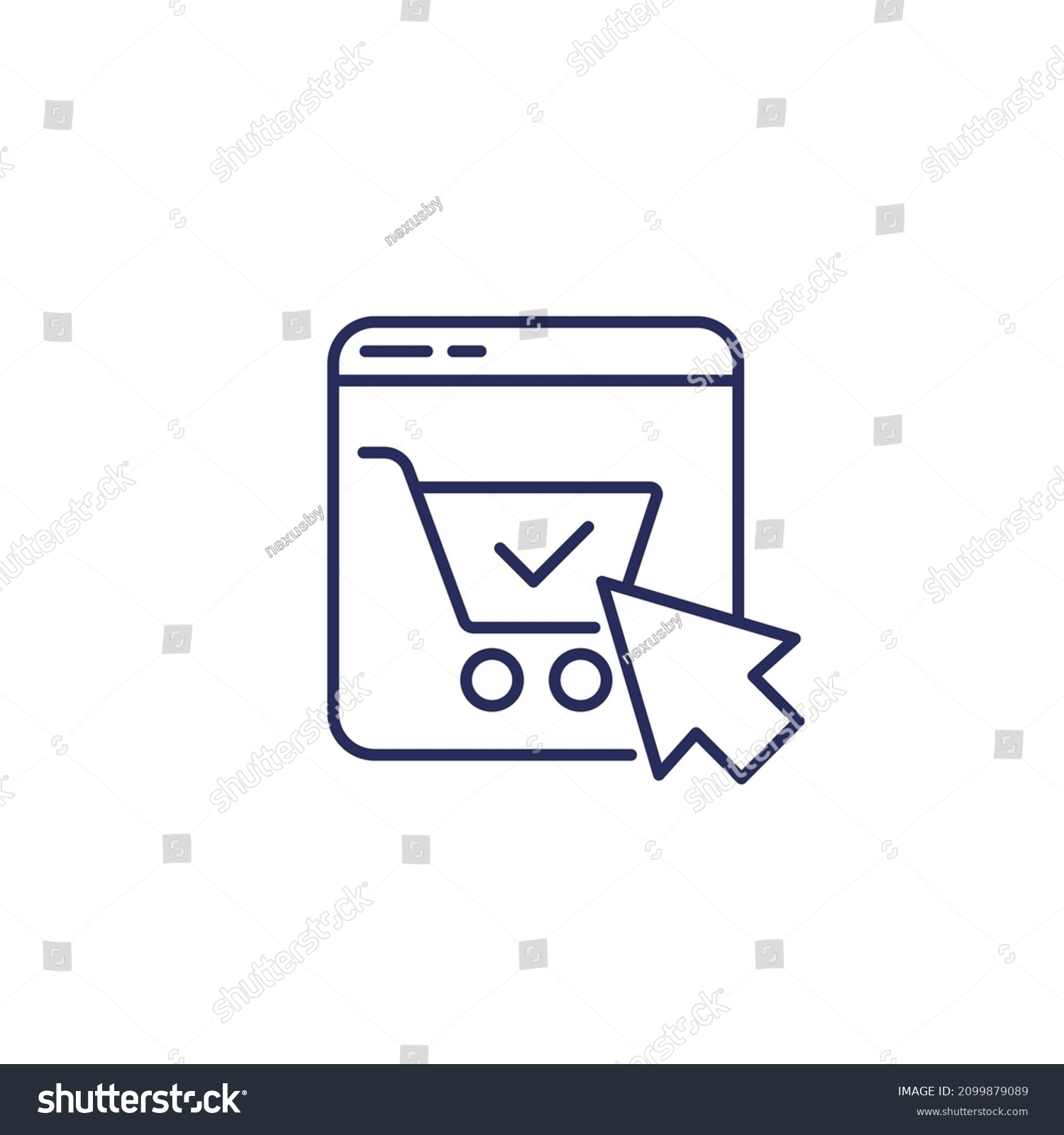 SVG of completed order line icon with shopping cart, vector svg