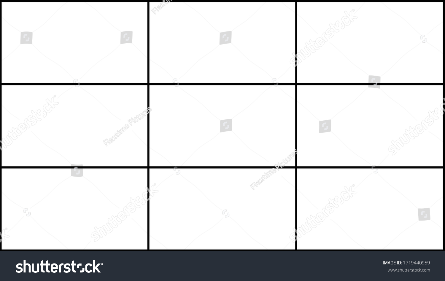 SVG of Composition Proportions guidelines set, attention spot of rule of thirds template in 16 by 9 ratio monitor display svg
