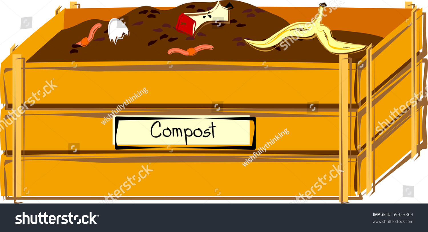 compost bin wooden compost bin eggshell stock vector