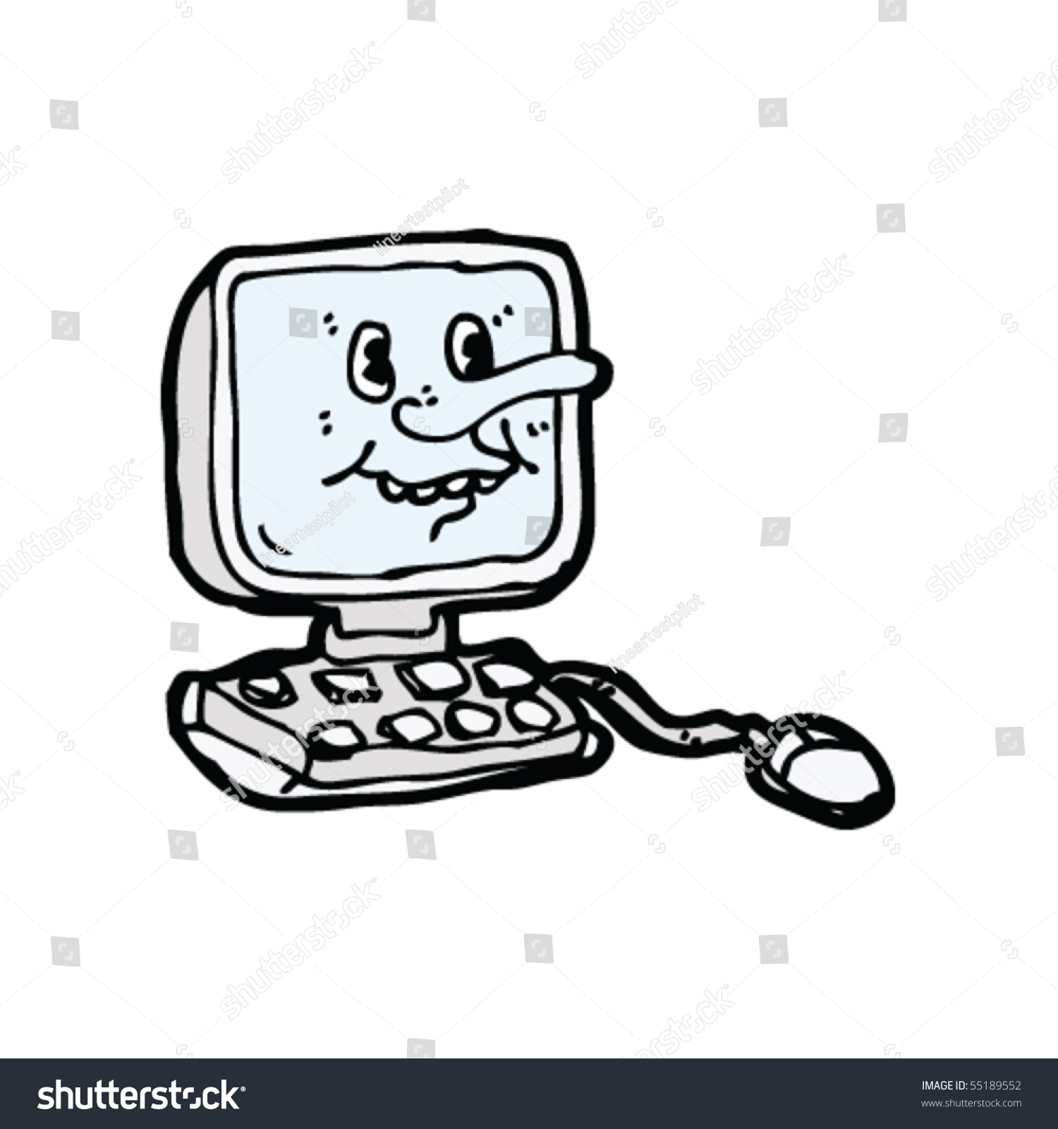 Computer Cartoon Stock Vector Illustration 55189552 : Shutterstock