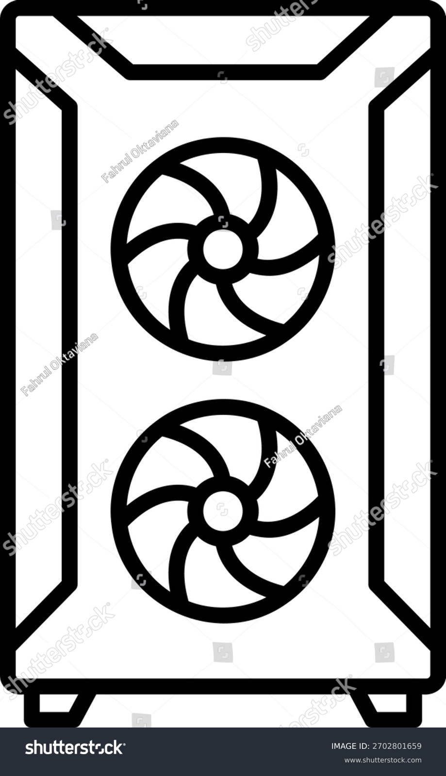 black computer case with fans clip art preview