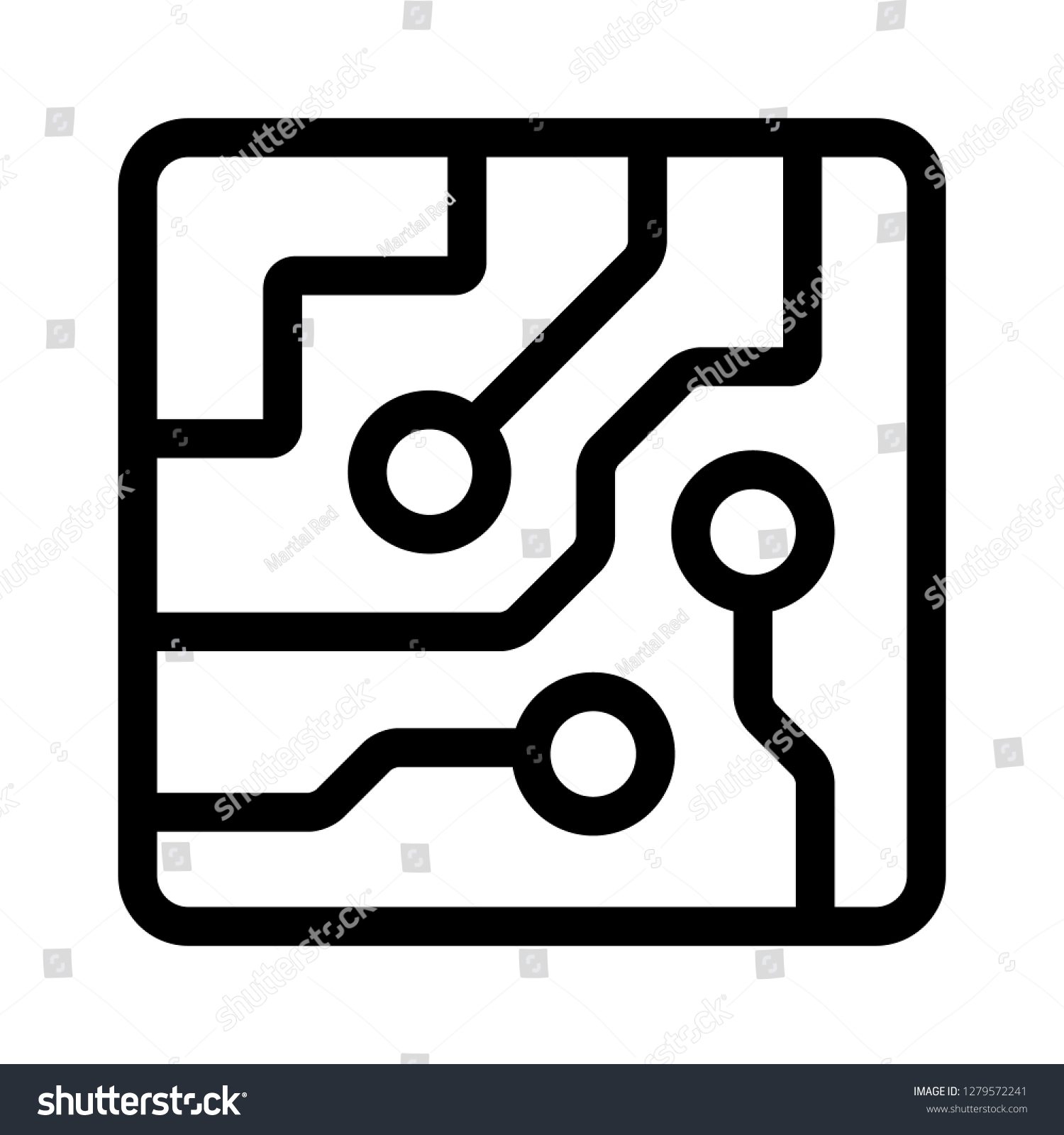 SVG of Computer chip circuit board semiconductors line art vector icon for apps and websites svg