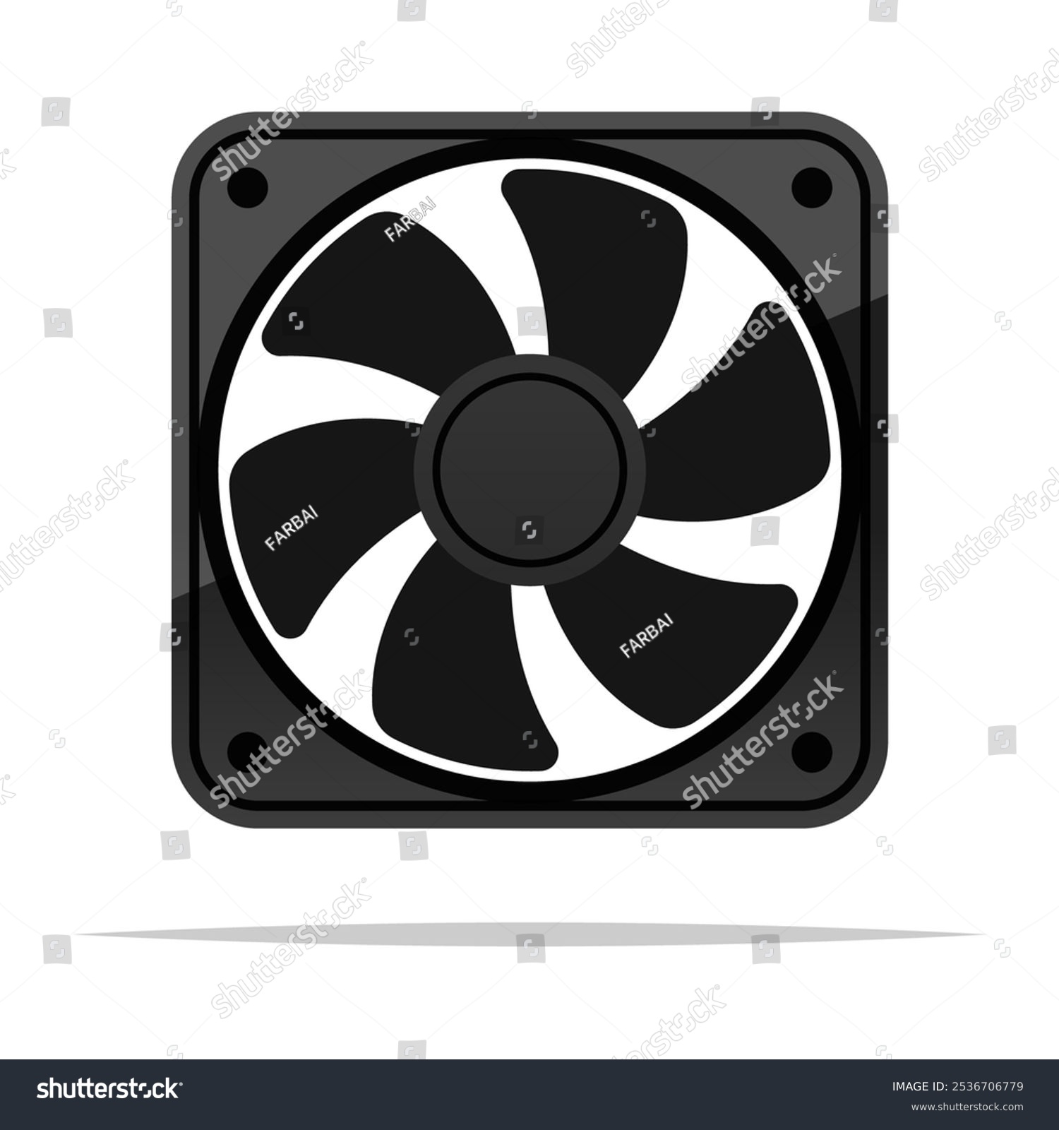 black and white computer fan design clip art preview