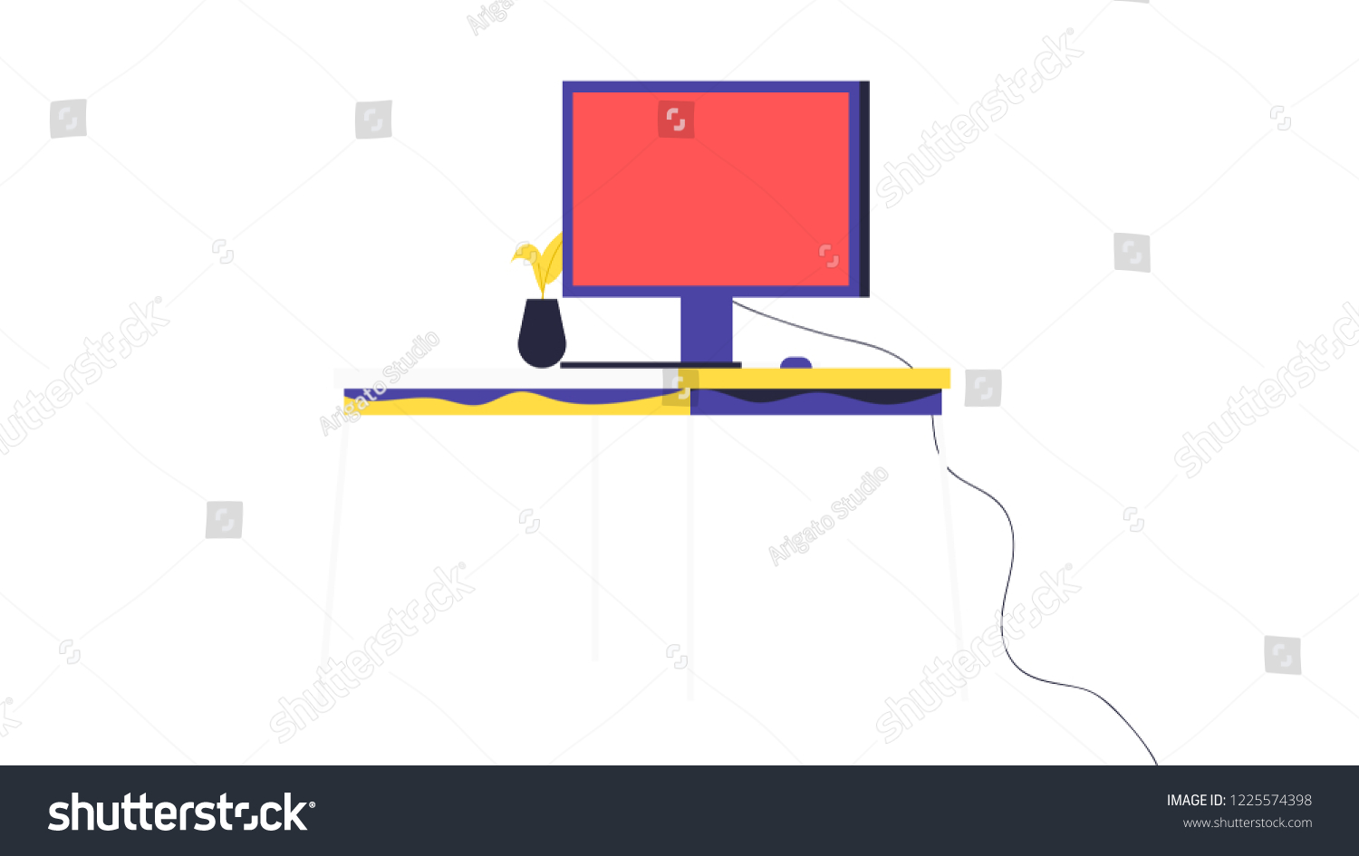 Computer Desktop Isolated Vector Illustration Stock Vector Royalty Computer Desktop Isolated Vector Illustration Stock Vector Royalty