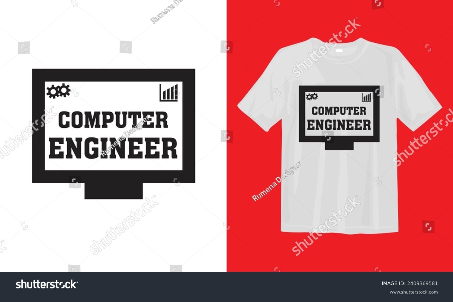SVG of Computer Engineer T-shirt Design Vector Template svg