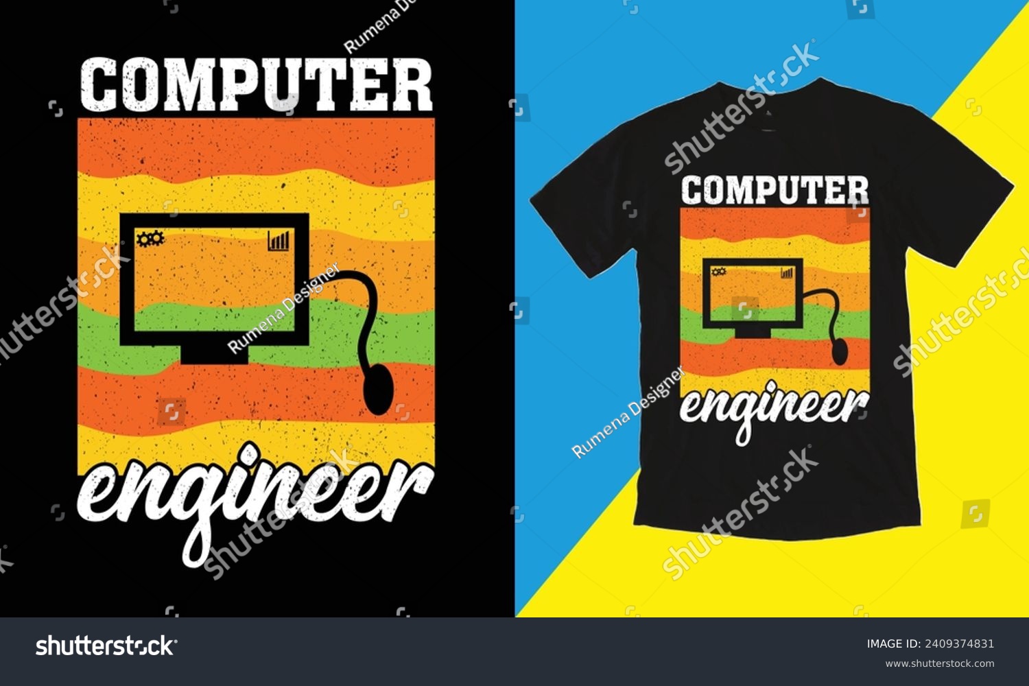 SVG of Computer Engineer T-shirt Design Vector Template svg
