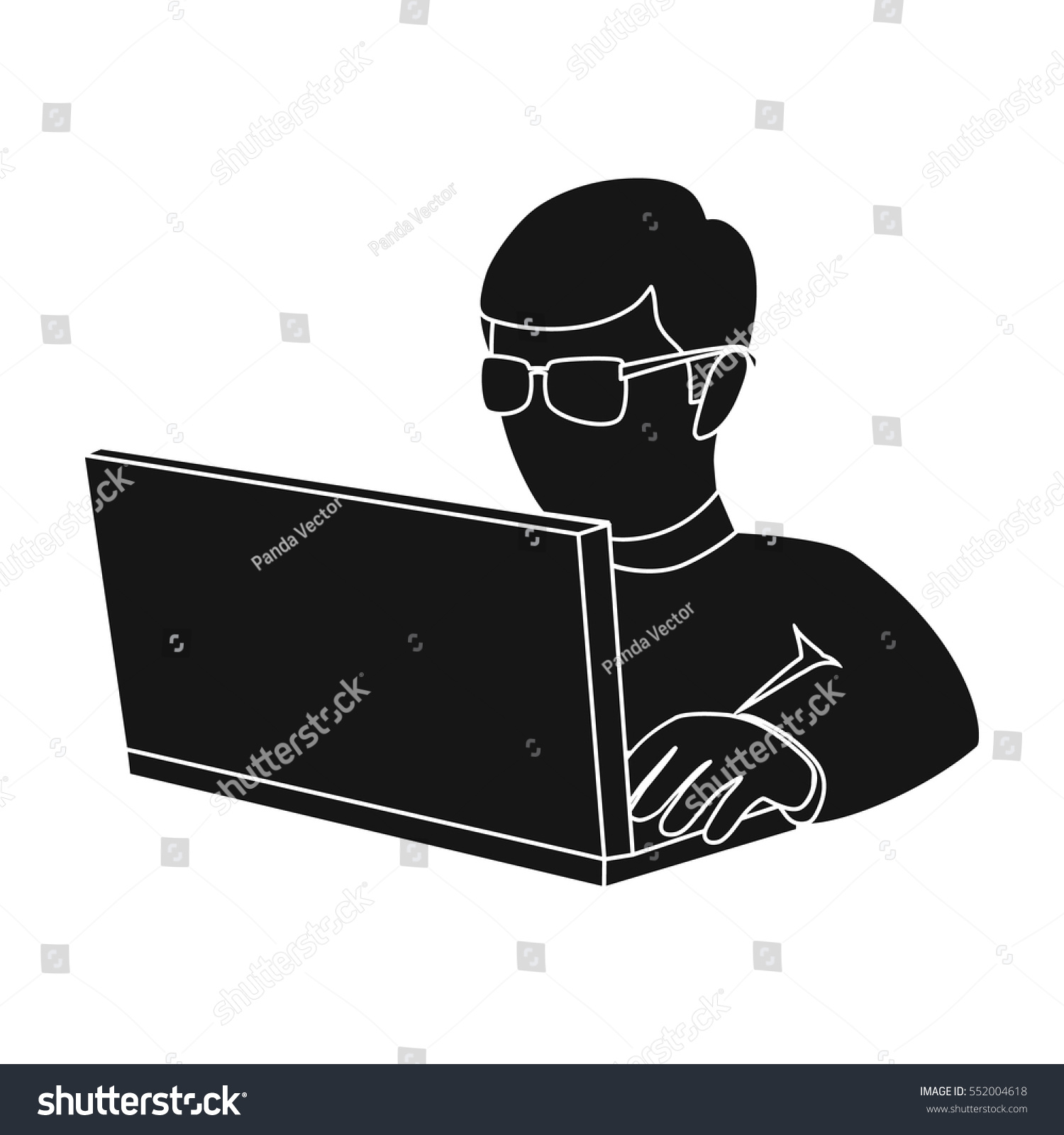 Computer Hacker Icon Black Style Isolated Stock Vector Royalty Free 552004618